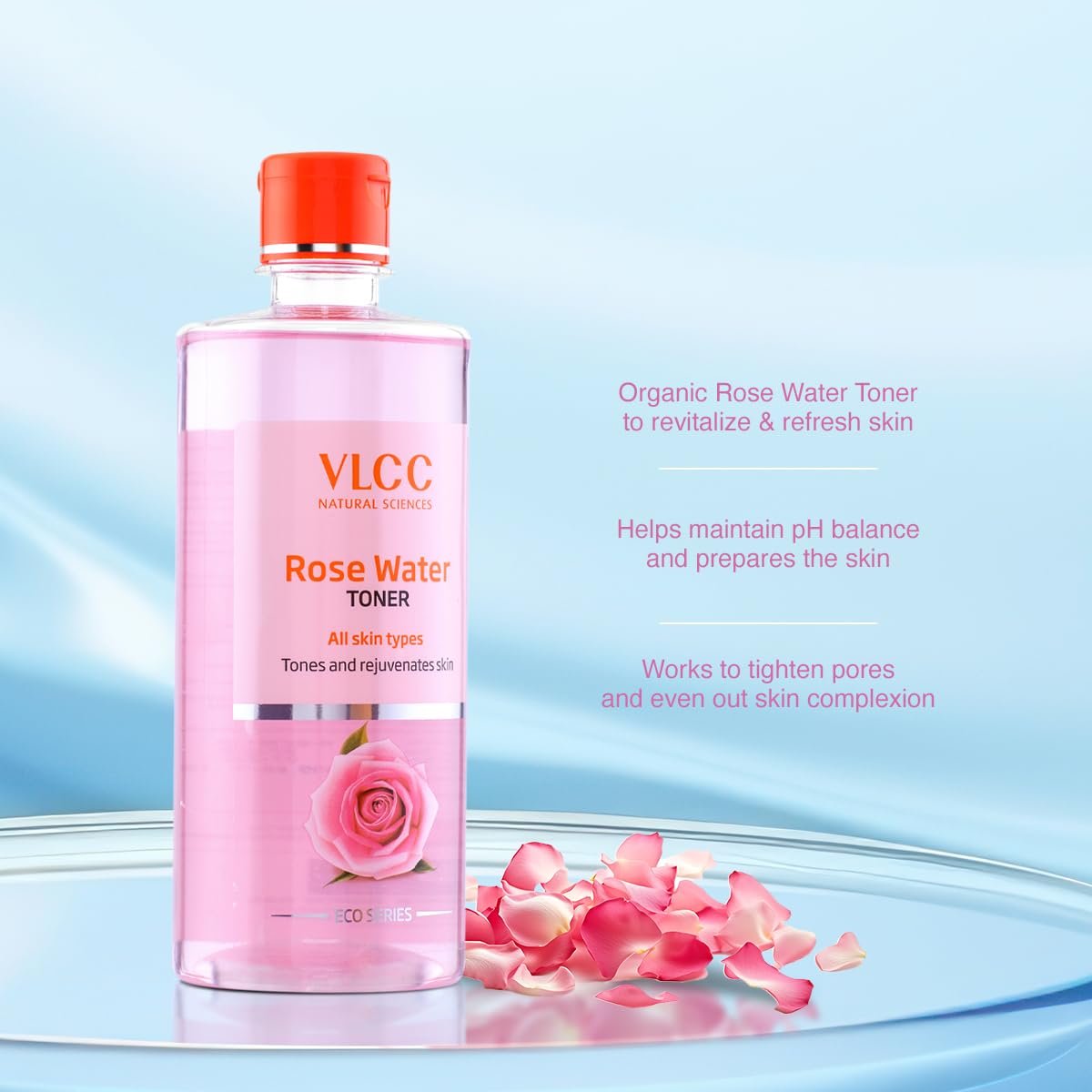 VLCC Rose Water Toner - 500ml | Refreshing Toner for Ph Balance | Natural Toner for Skin Tightening, Hydration, and Even Complexion | Excess Oil and Dirt Removal | With Rose Water, Aloe vera thumbnail