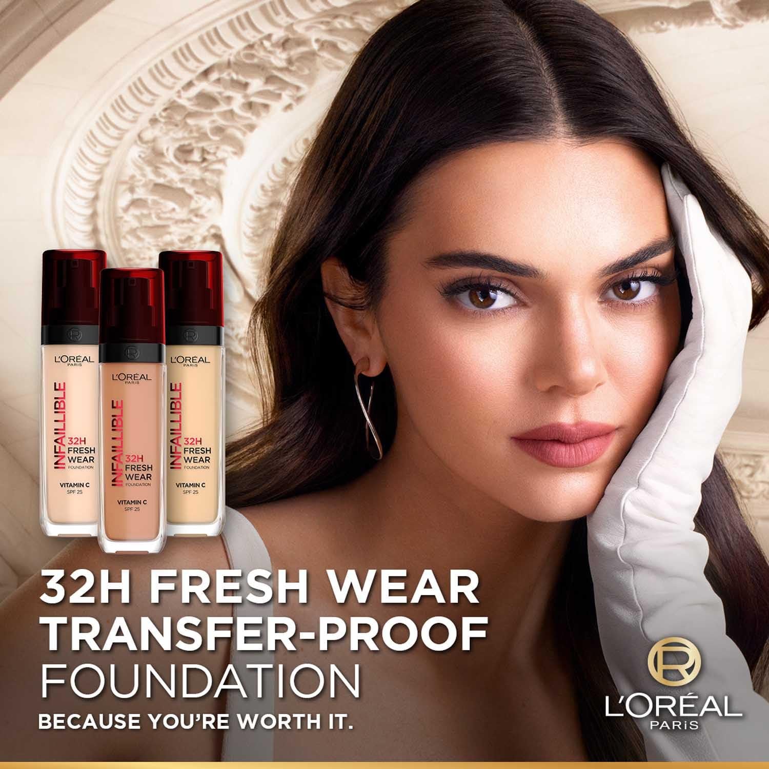 L'Oreal Paris Infallible 32H Fresh Wear Liquid Fdt, 140 Golden Beige 32H Fresh Wear Liquid Foundation, Transfer-Proof, Sweat-Proof, Lightweight Breathable Texture, Full Coverage, Vitamin C thumbnail