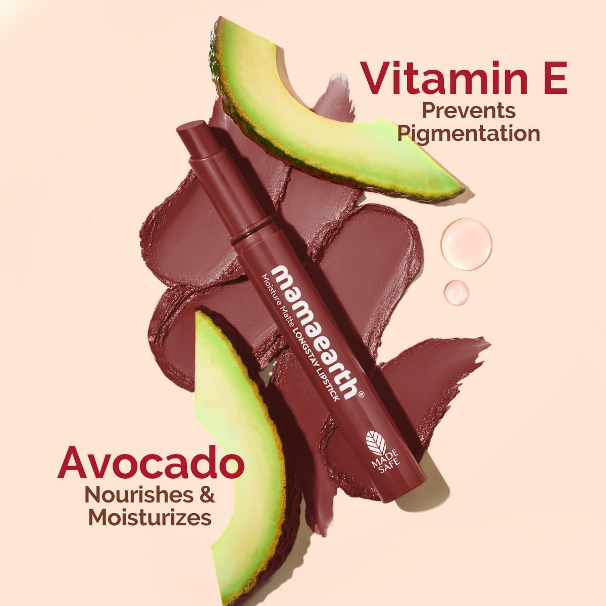 Mamaearth Moisture Matte Longstay Lipstick with Avocado Oil & Vitamin E for 12 Hour Long Stay - 2g (Hazelnut Brown) thumbnail