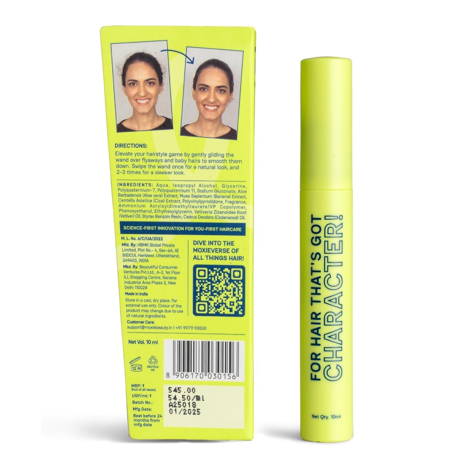 Moxie Beauty On The Fly Hair Finishing Stick | Anti-Frizz Wand | 10ml Non-sticky gel wand tames flyaways and baby hairs for sleek styles all day thumbnail