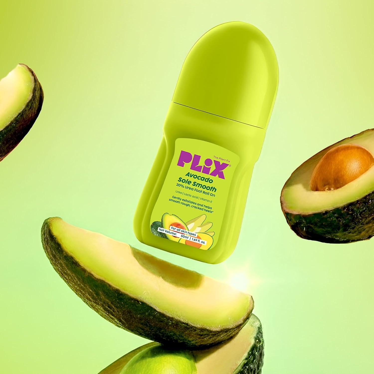 Plix Avocado Sole Smooth Roll-On for Dry & Rough Heels | 20% Urea, Lactic Acid, Vitamin E | Mess-Free Foot Care for Softer, Smoother Looking Feet | Daily Use | Men & Women thumbnail