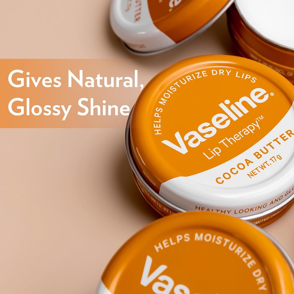 Vaseline Lip Tins Cocoa Butter, 17g | Infused with Cocoa Butter for Hydration & Glossy Shine Softline (Transparent) thumbnail