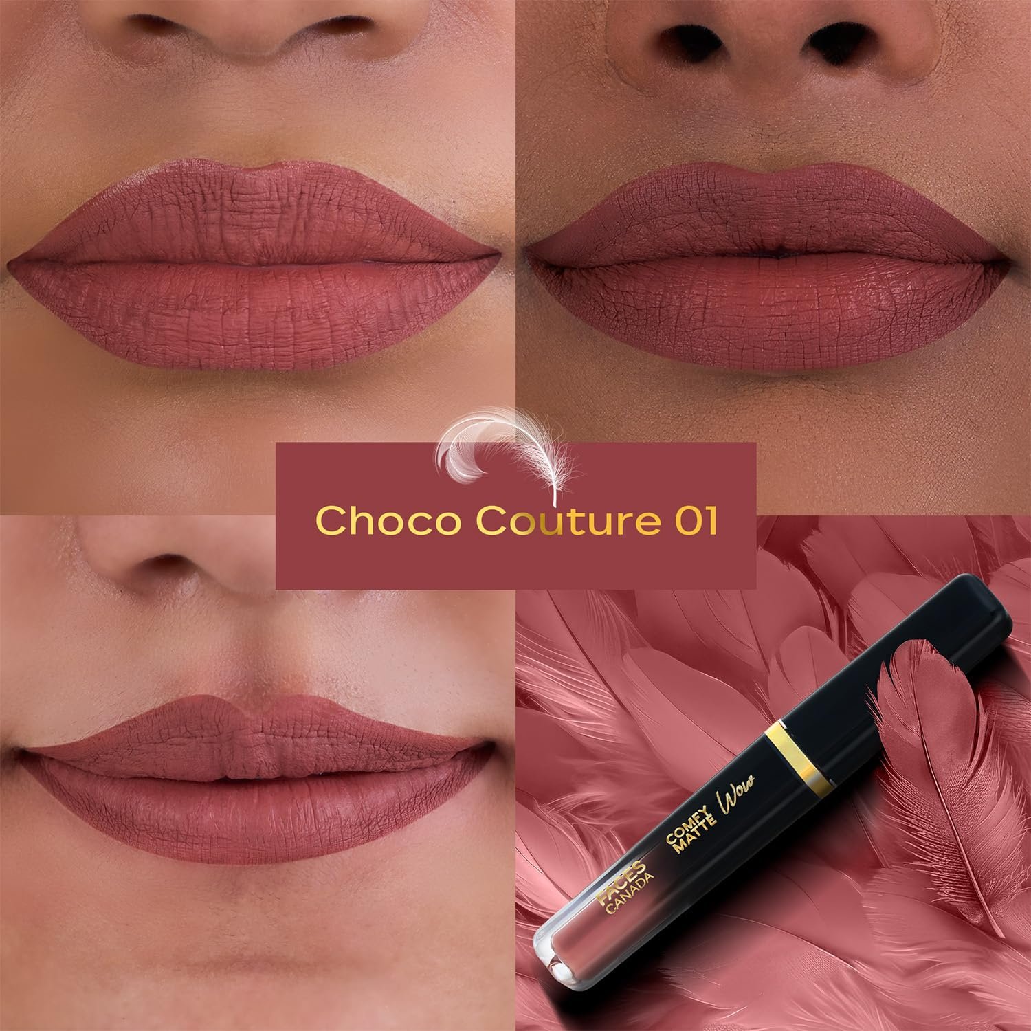 FACES CANADA Comfy Matte Wow Liquid Lipstick - Choco Couture 01 (Brown) 3.8ml | One Swipe Application | Highly Pigmented | Comfortable Wear | Glides Smoothly | Long Lasting thumbnail