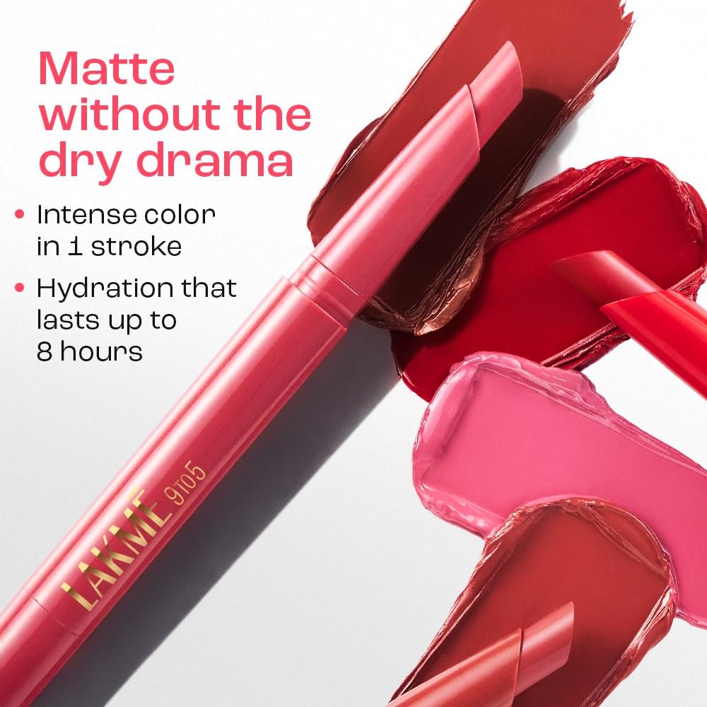 Lakme 9 to 5 Forever Matte Lip Crayon, Pitch Pink, 1.1g, for Smooth and Supple Lips, with Vitamin C, Matte Finish, 8 Hr Hydration, Long Lasting all day comfort, Retractable Crayon thumbnail