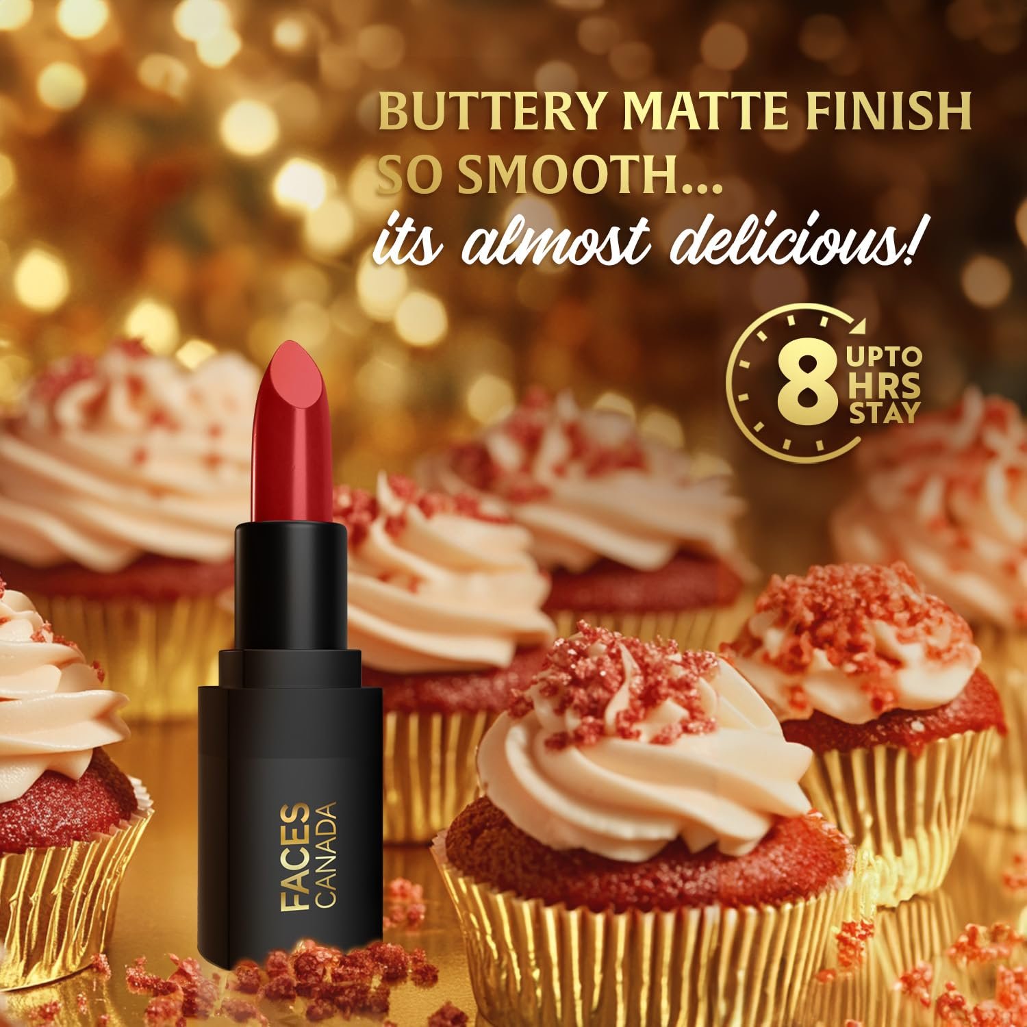 FACES CANADA Comfy Matte Wow Bullet Lipstick - Red Velvet Rush (Red) 4.2g | Smooth Matte Finish | Highly Pigmented | Long Lasting | Super Hydrating | Glides Effortlessly thumbnail