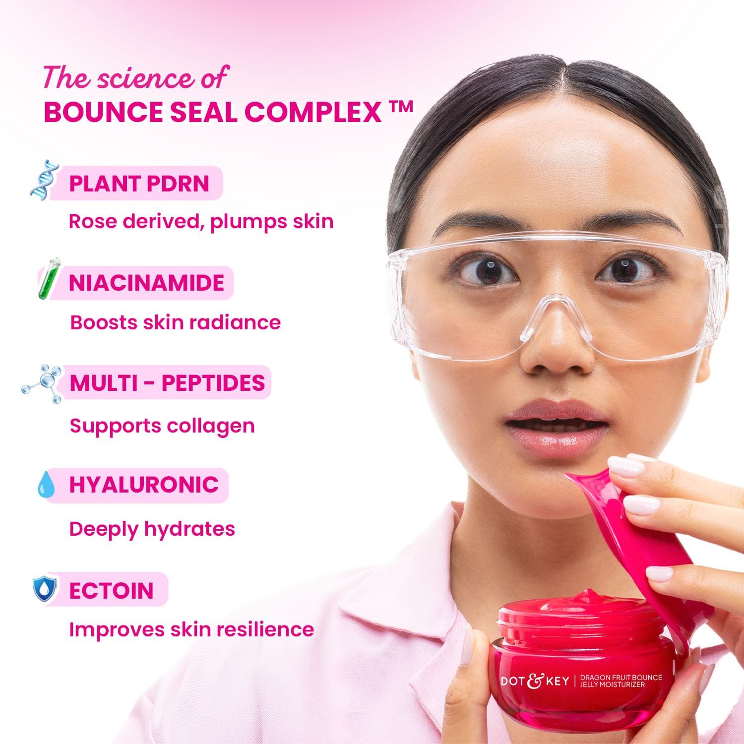 Dot & Key Dragon Fruit Bounce Jelly Moisturizer, Plant PDRN & Niacinamide, For Oily & Combination Skin, Deeply Hydrates, Bouncy, Plump Skin, Lightweight, Non-Sticky | 60ml thumbnail