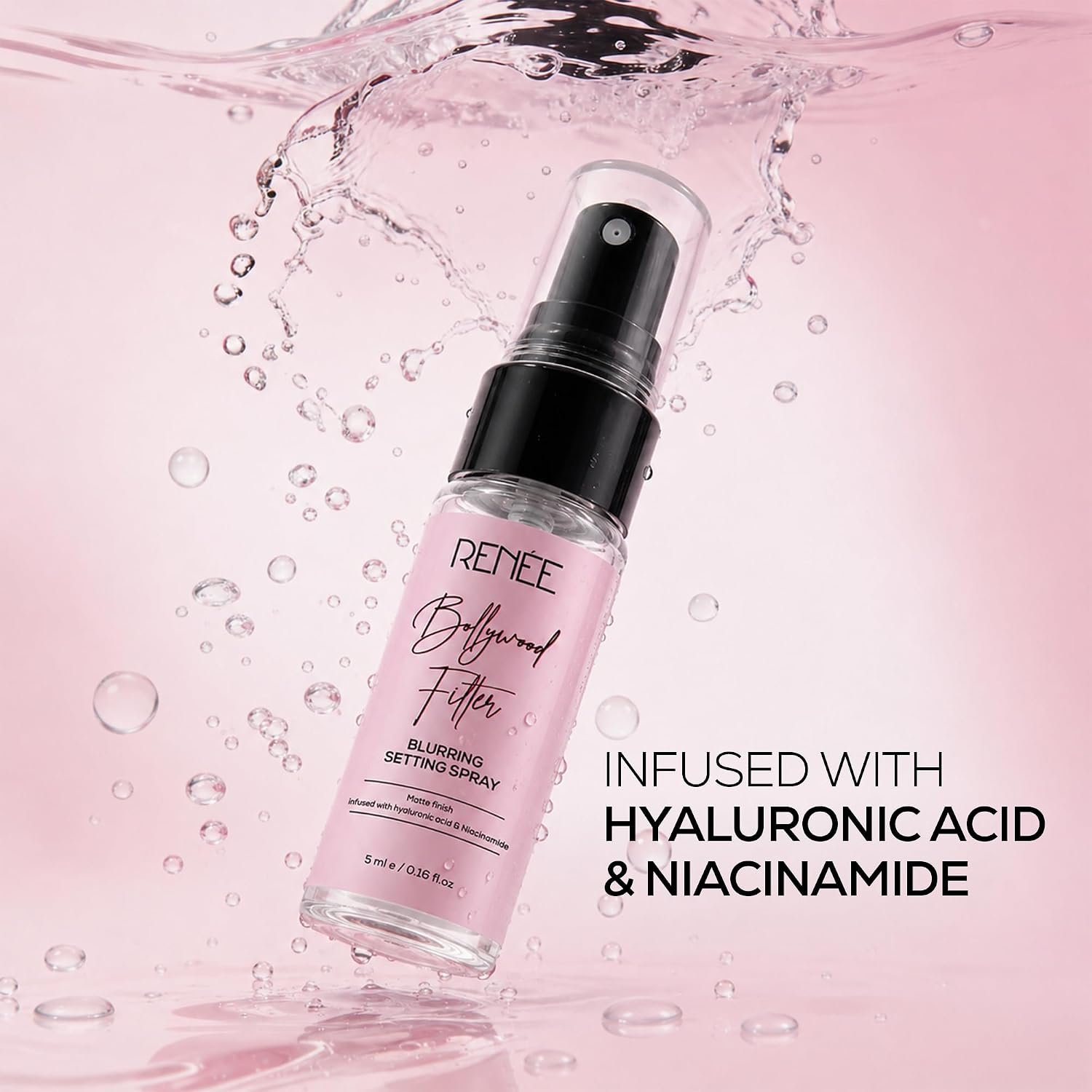 RENEE Bollywood Filter Blurring Setting Spray for Face Makeup, Matte Finish & Pore Blur Effect with Niacinamide & Hyaluronic Acid, Long Lasting Makeup Fixer & Shine Control, Fine Mist 5ml thumbnail