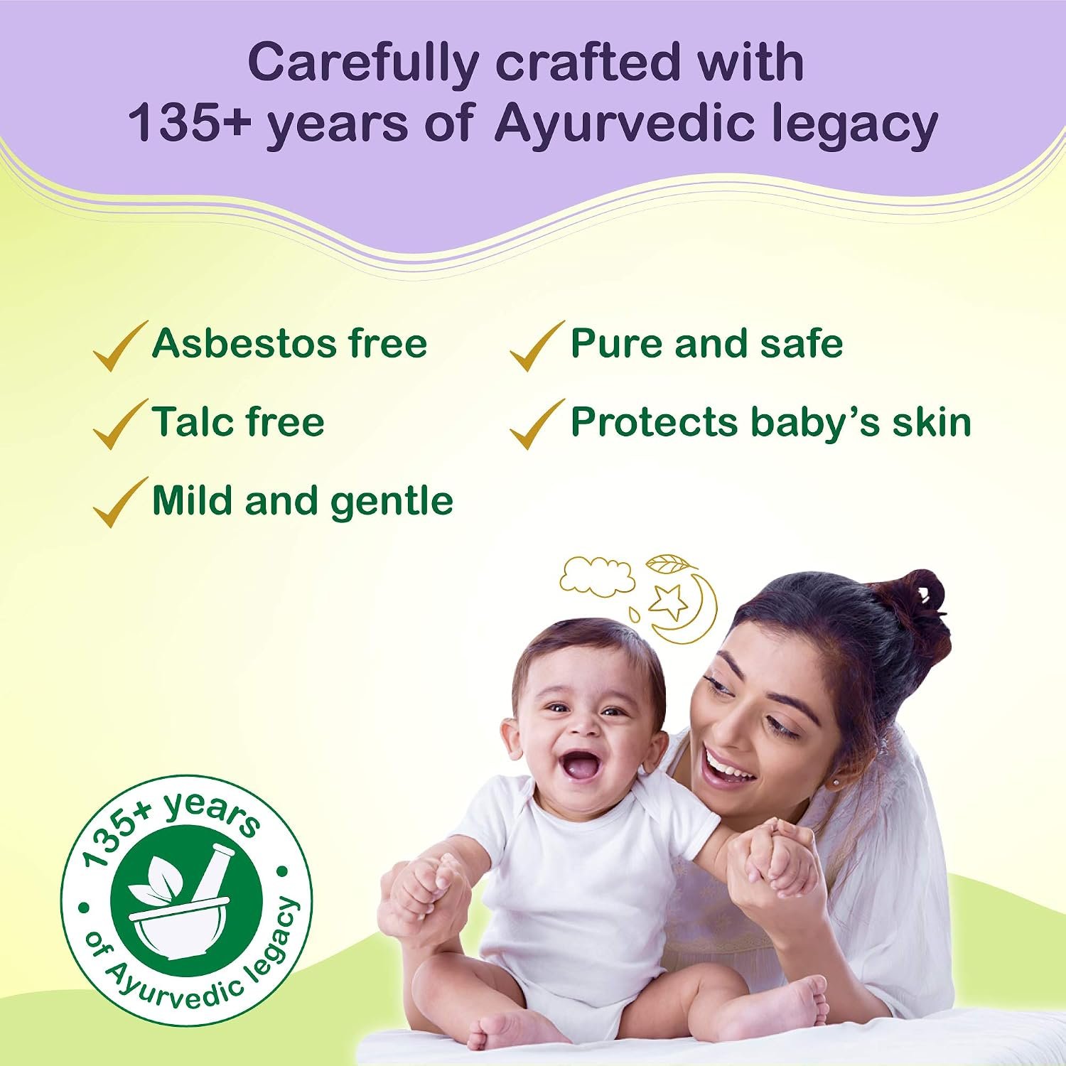 Dabur Baby Powder: Talc and Asbestos Free | With Oat Starch, Arrowroot Powder & Amba Haldi | Hypoallergenic & Dermatologically Tested with No Paraben & Phthalates - Pack of 150 g thumbnail