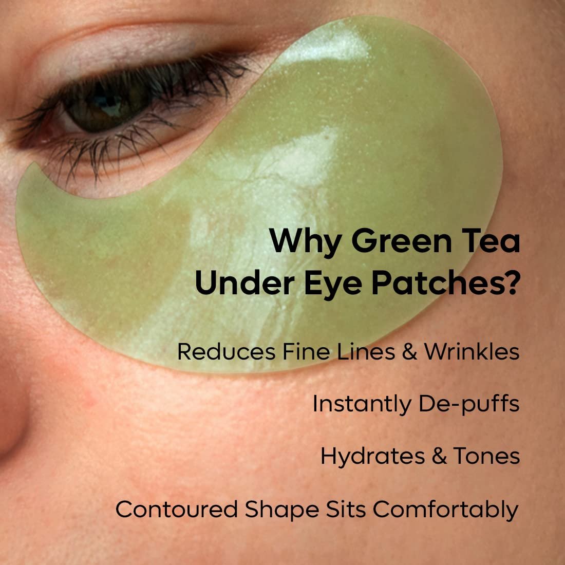 mCaffeine Green Tea Hydrogel Under Eye Patches for Dark Circle, Fine Lines & Wrinkles Reduction | Cooling Under Eye Patch Mask for Instant De-Puffing | 30 Pairs thumbnail
