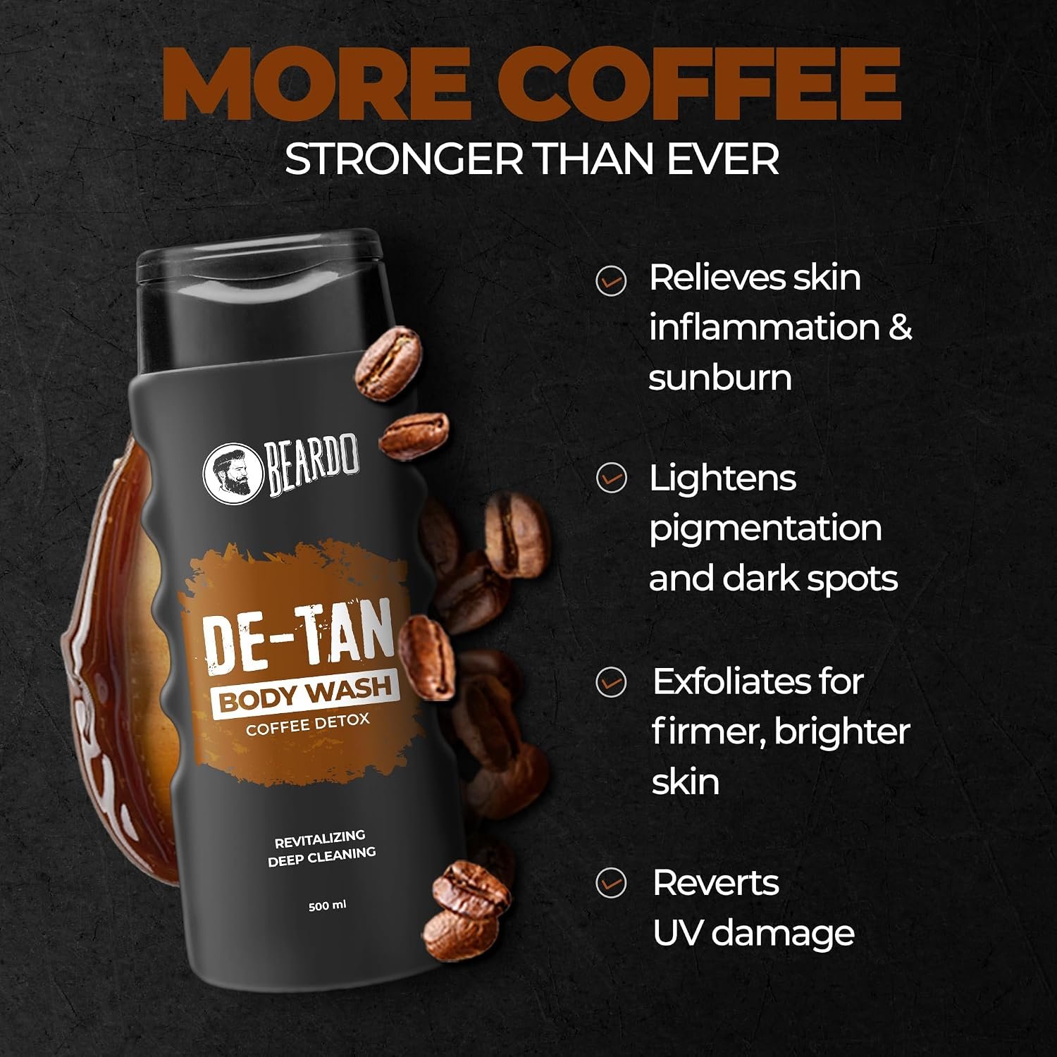 Beardo De-Tan Body Wash for Men, 500ml | Tan Removal and Caffeine Body Wash | thumbnail