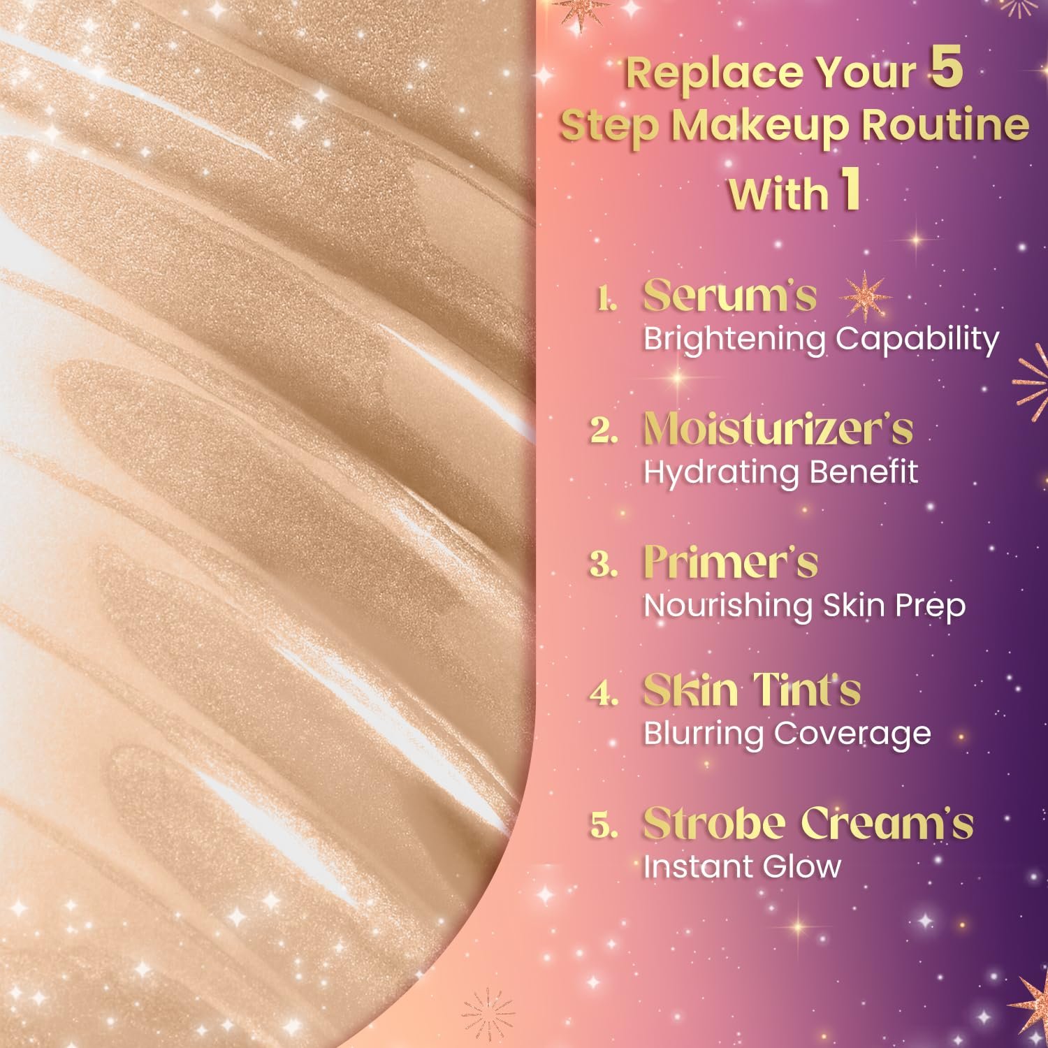FACES CANADA Strobe CC Tint Mini - Sunset Glaze 02, 18ml | 5-in-1 Serum + Moisturizer + Primer + BB/CC Cream + Strobe Cream |    For Light to Medium Skin thumbnail