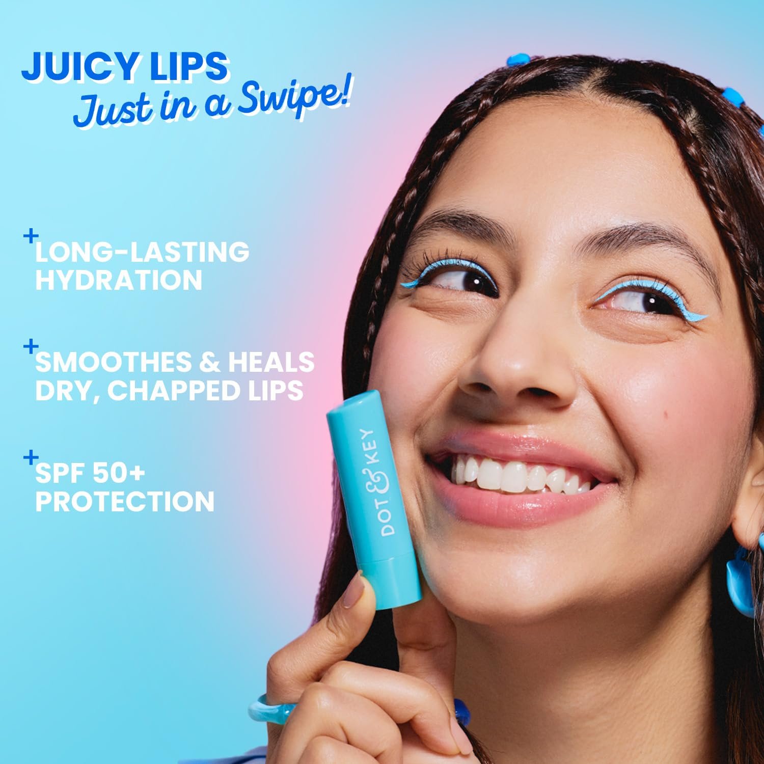 Dot & Key Barrier Repair Hydrating Lip Balm SPF 50 | Blueberry Bliss | Repairs Damaged Lip Barrier | Non Tinted | 4.5 gm thumbnail