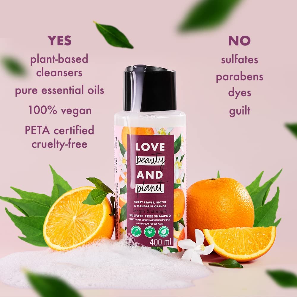 Love Beauty & Planet Curry Leaves| Biotin & Mandarin Paraben & Sulfate Free Shampoo for Long & Strong Hair| 200ml thumbnail