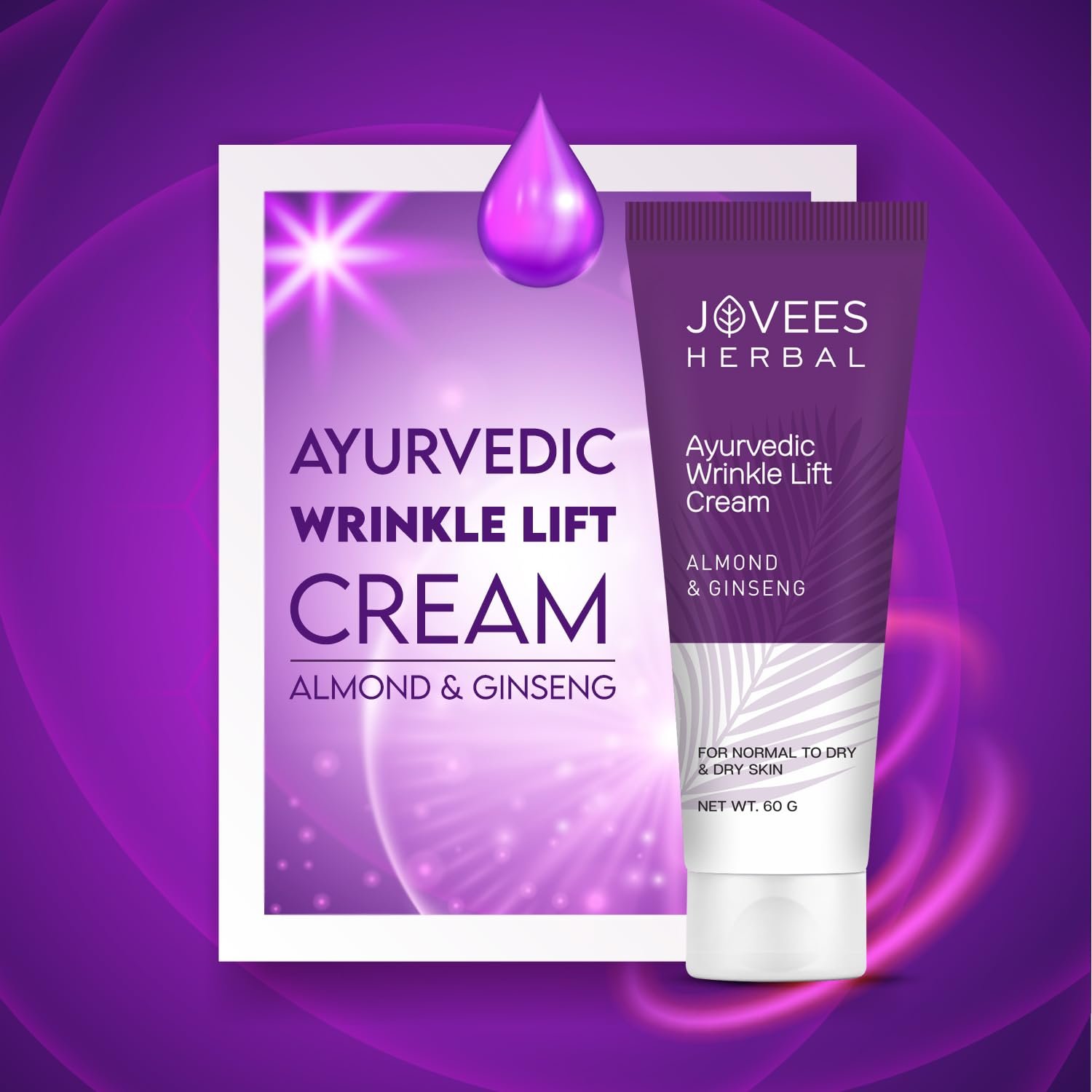 Jovees Herbal Almond & Ginseng Wrinkle Lift Face Cream | Anti-Wrinkle & Anti-Ageing Face Cream | All Skin Types | Paraben & Alcohol Free | 60gm thumbnail