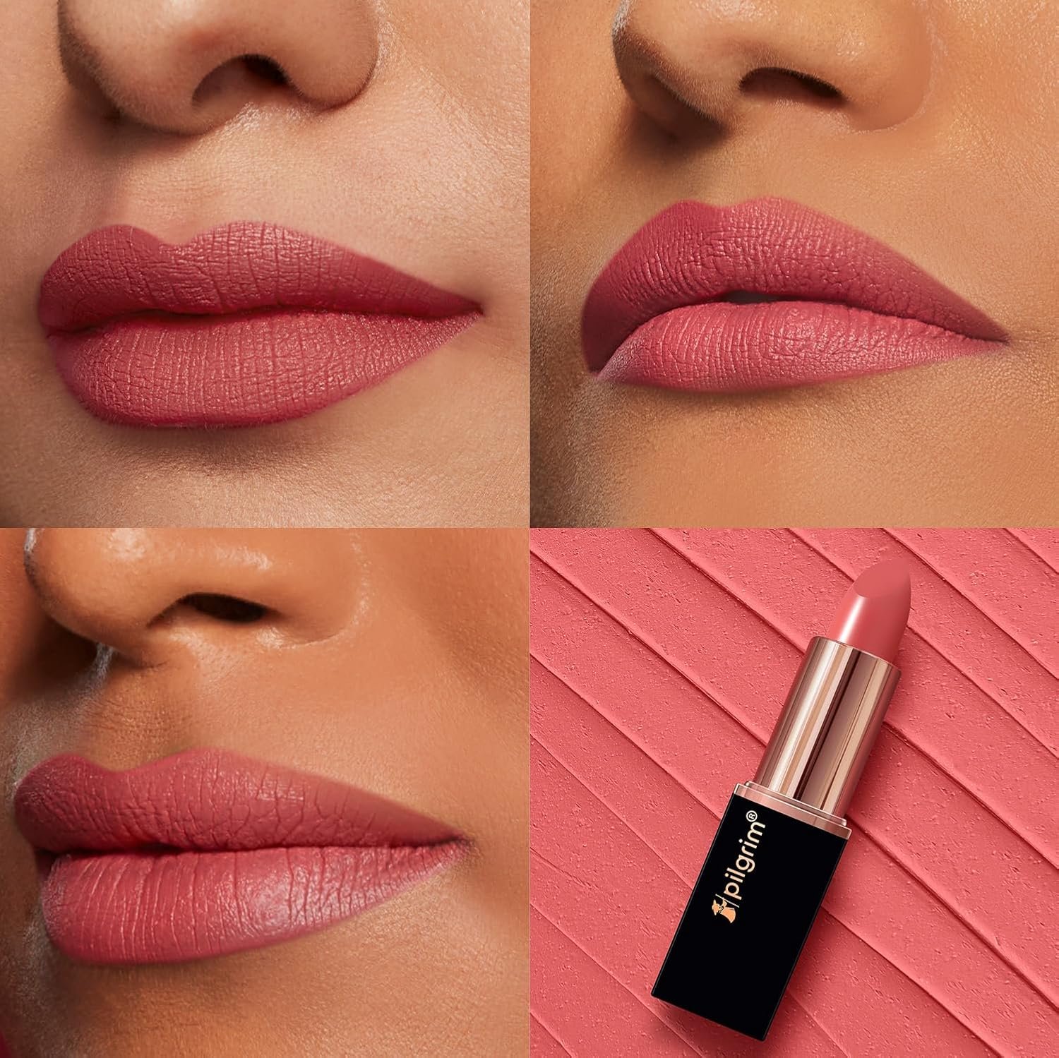 Pilgrim Matte Me Up Bullet Lipstick 4.2g | Creamy, Lightweight, Bold, Non Drying | SPF 30 | Enriched With Hyaluronic Acid & Spanish Squalane | Lipstick for dusky skin tone | Pink Romance -14 thumbnail