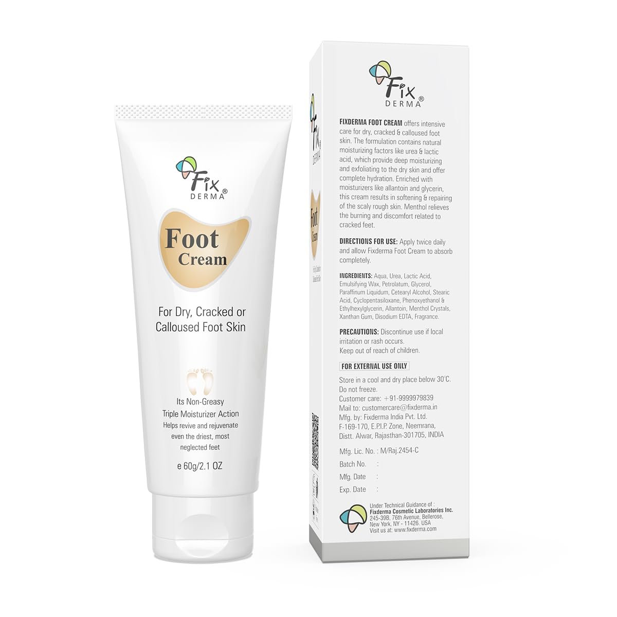 Fixderma 5% Lactic Acid, 15% Urea, 3% Glycerine, Foot Cream For Dry & Cracked Feet, Moisturizes and Soothes Feet, Heel Repair Paraben & Sulphate Free, All Skin Types 60 ML thumbnail