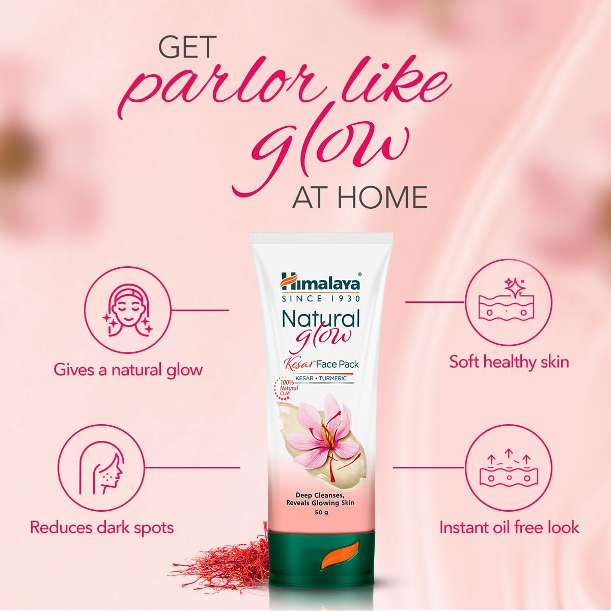 Himalaya Natural Glow Kesar Face Pack – Radiance & Brightening Face Pack for Fresh, Glowing-Looking Skin, 100g thumbnail