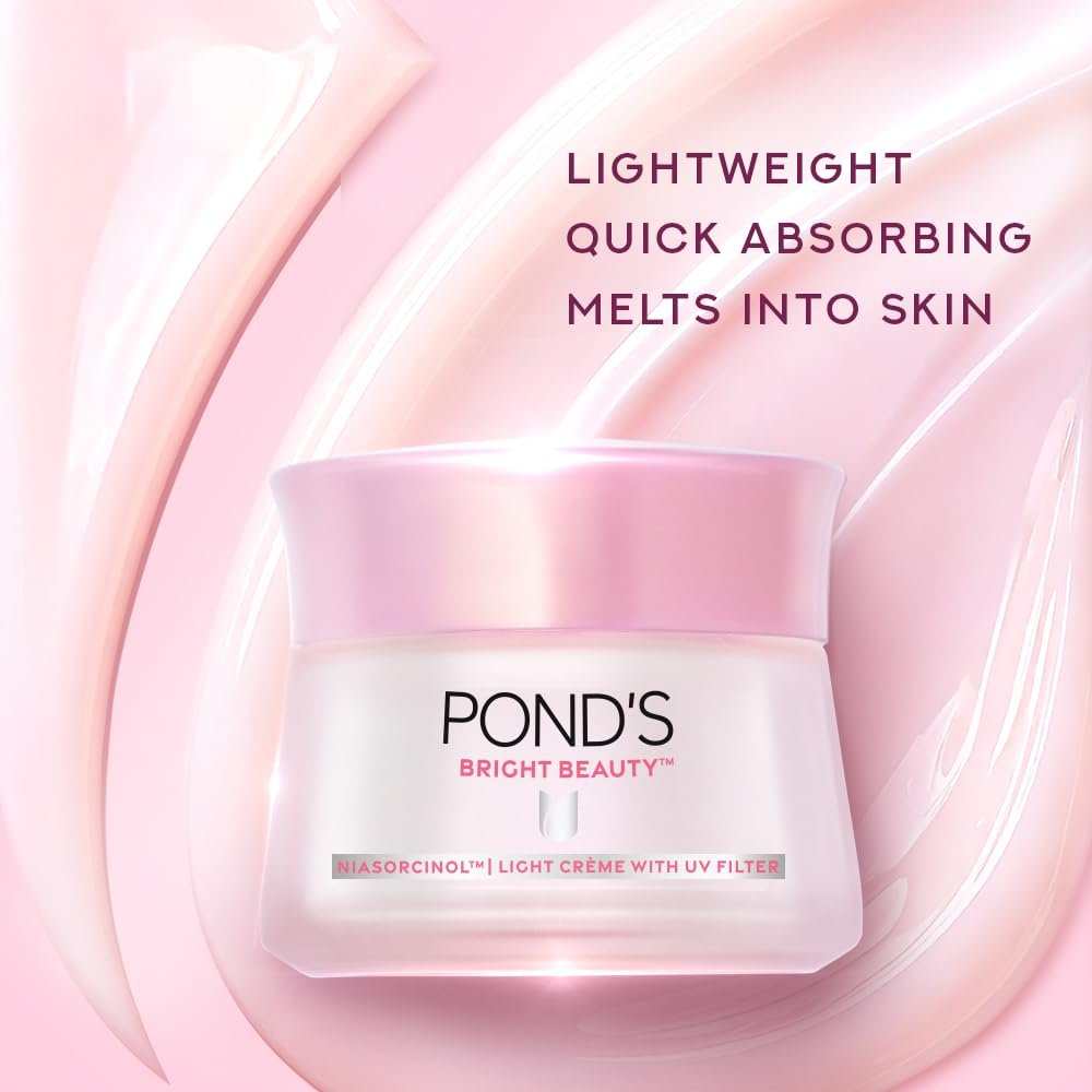 Pond's Bright Beauty Light Cream with UV Filter | Niasorcinol | 100x Better than Vitamin C | Niacinamide | Fades Dark Spots, Brightens Skin, 50g thumbnail