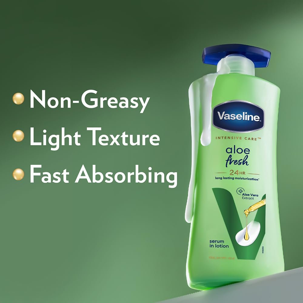 Vaseline Aloe Fresh Body Lotion,24 HR Long Lasting Moisturisation with Aloe Vera extract and Menthol 400ml thumbnail