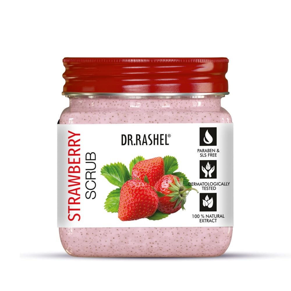 DR.RASHEL Strawberry exfoliator For Face & Body (380 Ml) | All Skin |Cleanser For Deep Exfoliation | Dead Skin Remover | Tan Removal | Blackhead Remover Scrub