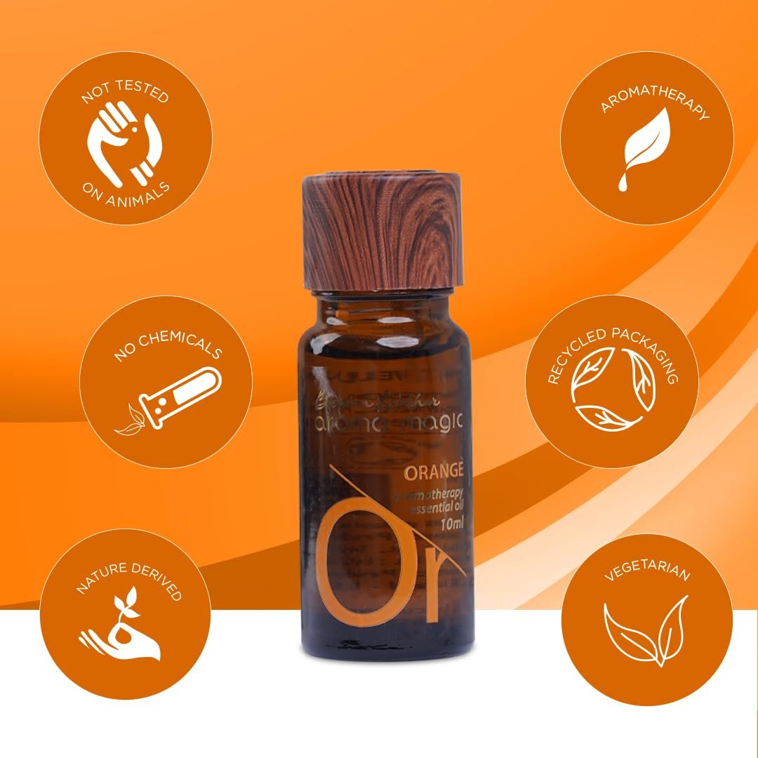 Aroma Magic Orange Essential Oil – Pure Citrus Sinensis | Natural Cleanser & Astringent for Diffusion, Massage & Skin Care – 10ml thumbnail
