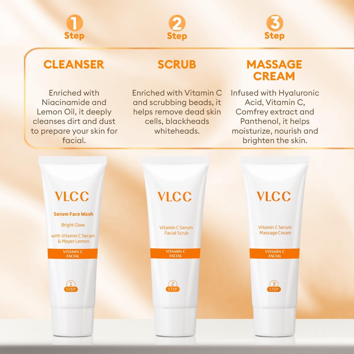 VLCC Vitamin C Serum Facial Kit - 58g | Skin Brightening Facial Kit | Skin Brightening Facial at Home | Fades Spots and Dullness | Vitamin C, Hyaluronic Acid & Ferulic Acid thumbnail