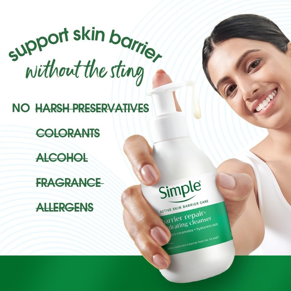 Simple Barrier Repair+, Hydrating Cleanser, Face Wash, 150ml, for Dry and Sensitive Skin, with 11% Ceramide Boosters, Soap-Free, for Women thumbnail