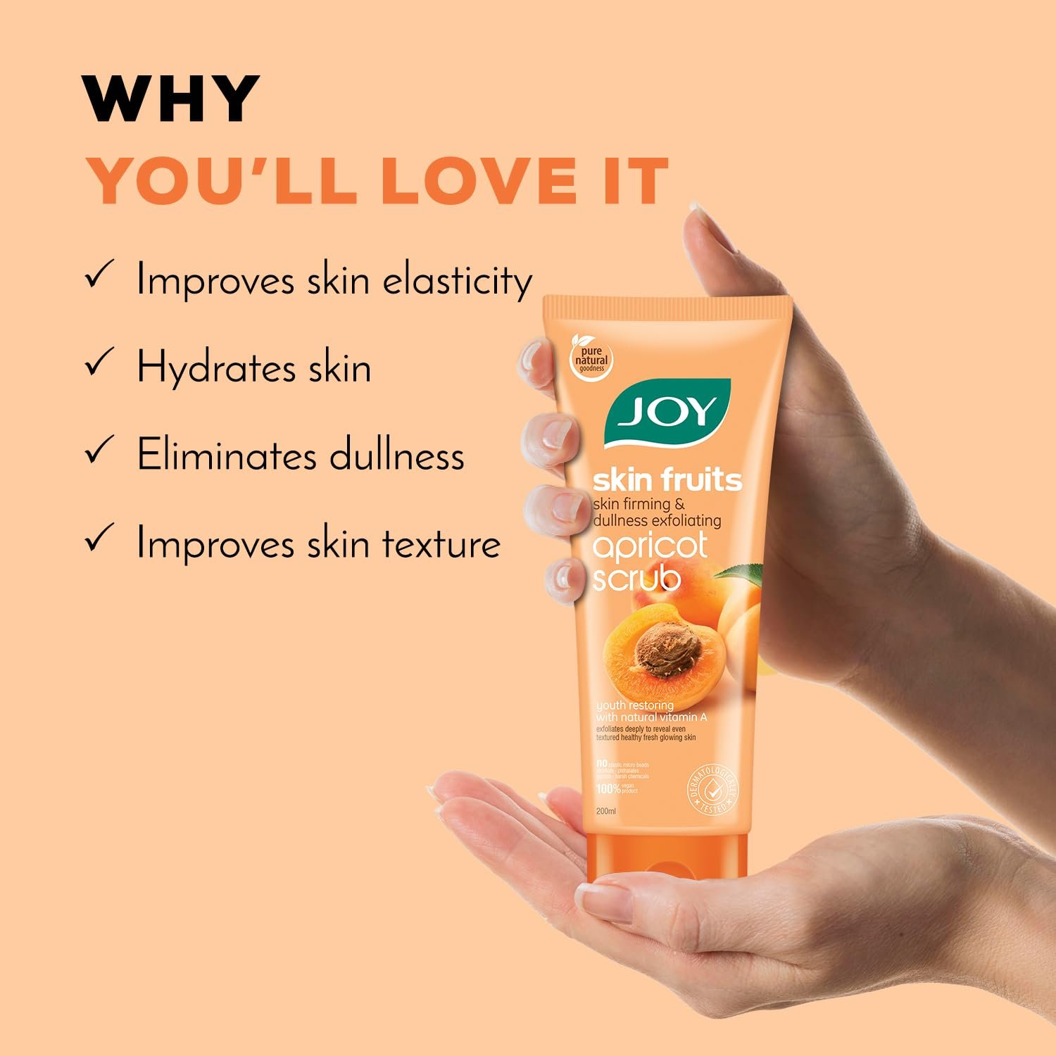 Joy Apricot & Walnut Face & Body Scrub for Blackheads Removal (200gm) | Exfoliating Scrub For All Skin Types | Removes Tan & Dead Skin | 100% Vegan & Gentle on Skin thumbnail