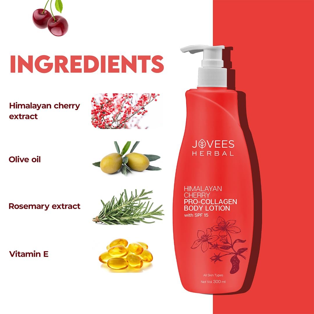 Jovees Herbal Himalayan Cherry Body Lotion For Smooth and Healthy Looking Skin | 72hr Deep Nourish Moisturizer for Women & Men 300ml thumbnail
