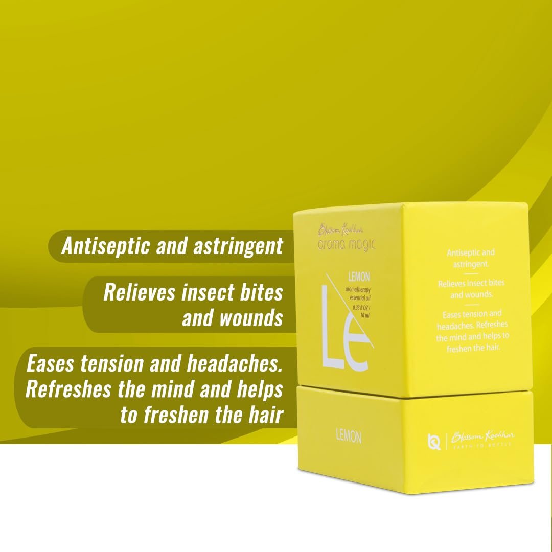 Aroma Magic Lemon Essential Oil – Pure Liquid Sunshine for Freshness, Skin Detox, Insect Bites & Hair Care – Natural Freshener – 10ml thumbnail