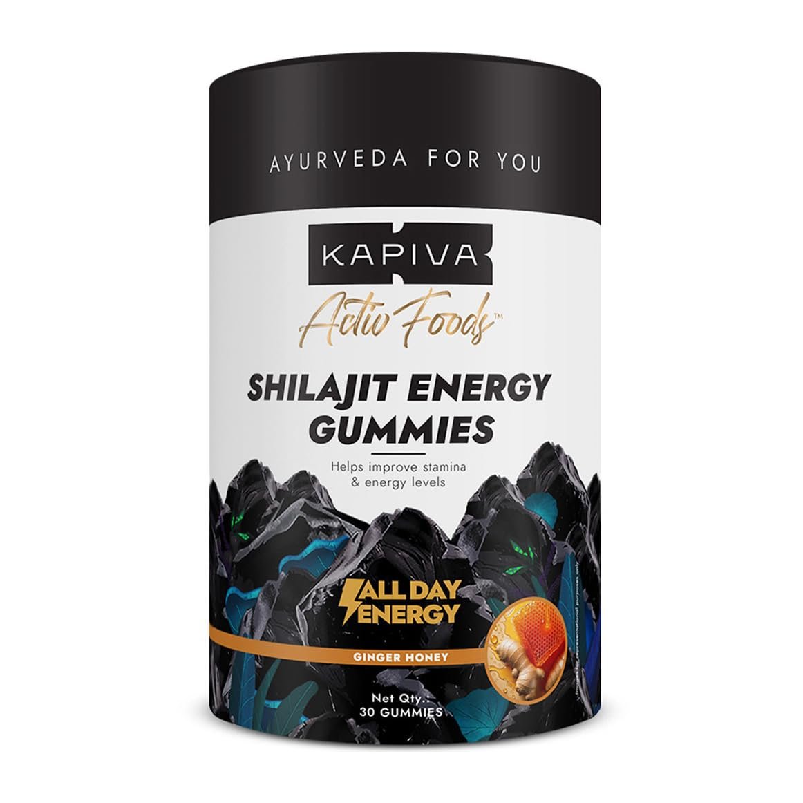 Kapiva Himalayan Shilajit Gummies | 225mg Shilajit/Gummy | Ginger Honey Flavour | NABL-Certified Gummy | Boosts Energy Levels, Endurance & Stamina | No Added Sugar | Gelatin Free | 30 Gummie