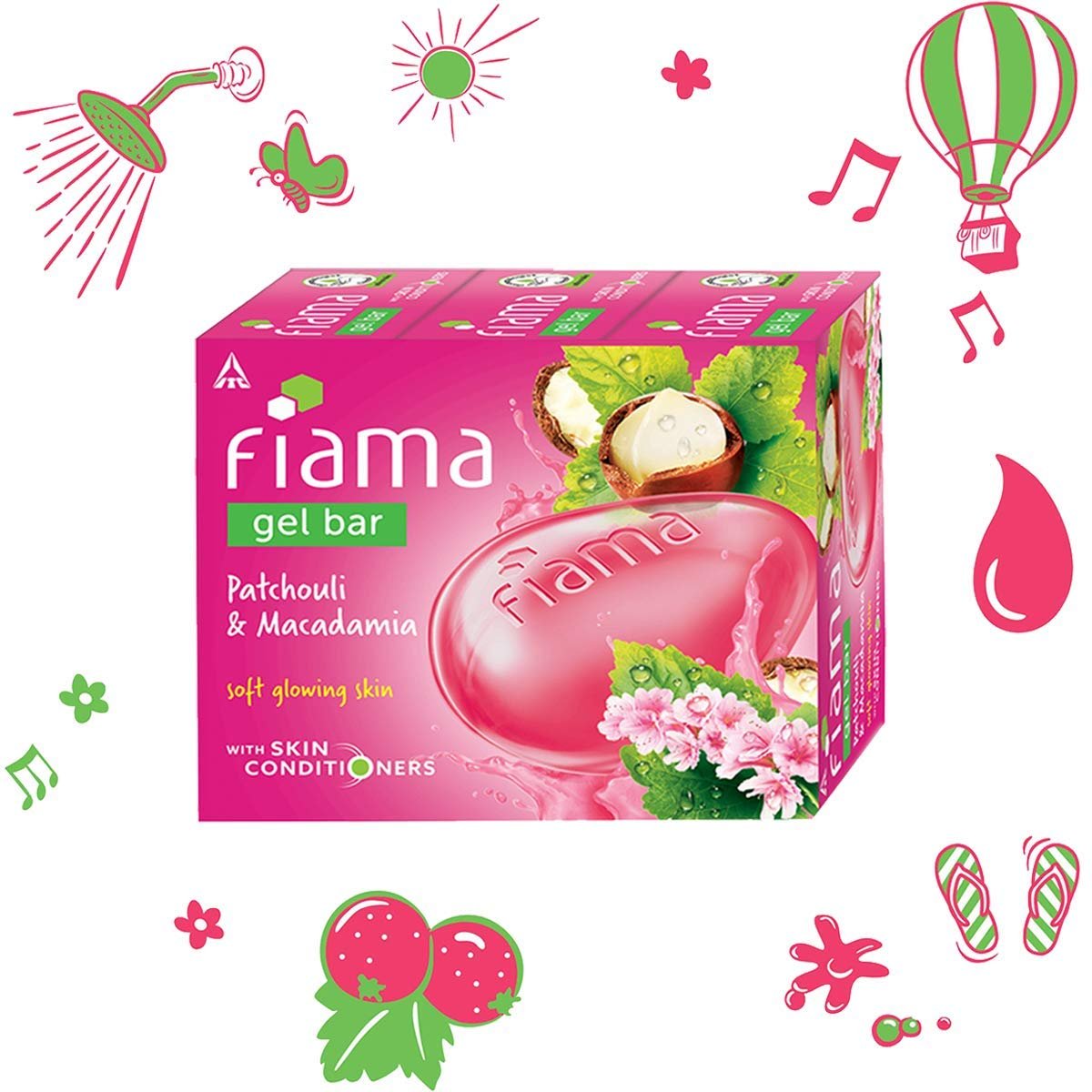 Fiama Gel Bar Patchouli & Macadamia 375g (125g Pack of 3) | Soft Glowing Skin | Skin Friendly pH | Moisture Lock with 30% Smoothing Body Serum | Bathing Soap for Women & Men | All Skin Types thumbnail