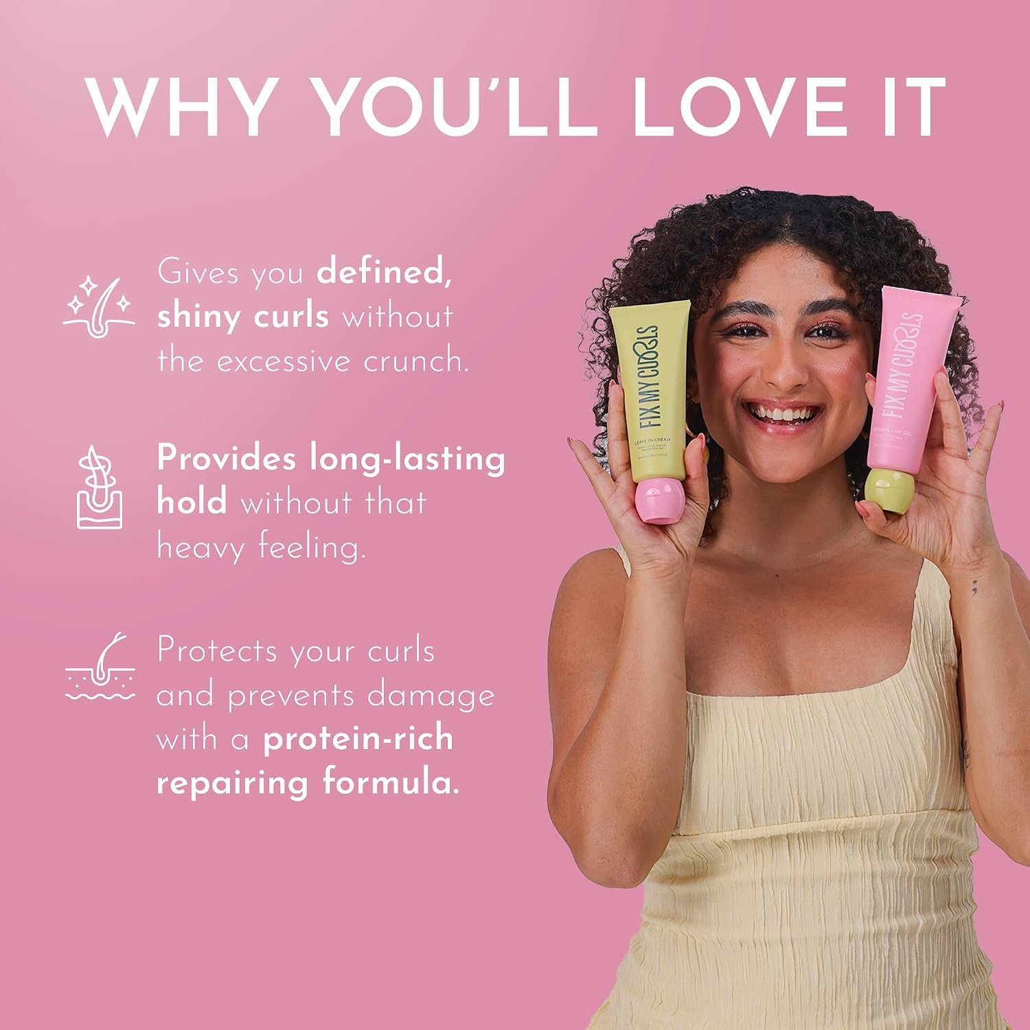 Fix My Curls Protein Styling Duo Curl Leave In Cream & Defining Gel For Curly, Wavy, Dry & Frizzy Hair | Protein Rich | Frizz Control | Hydrating, Lightweight & Silicone-Free Formula (250gm) thumbnail