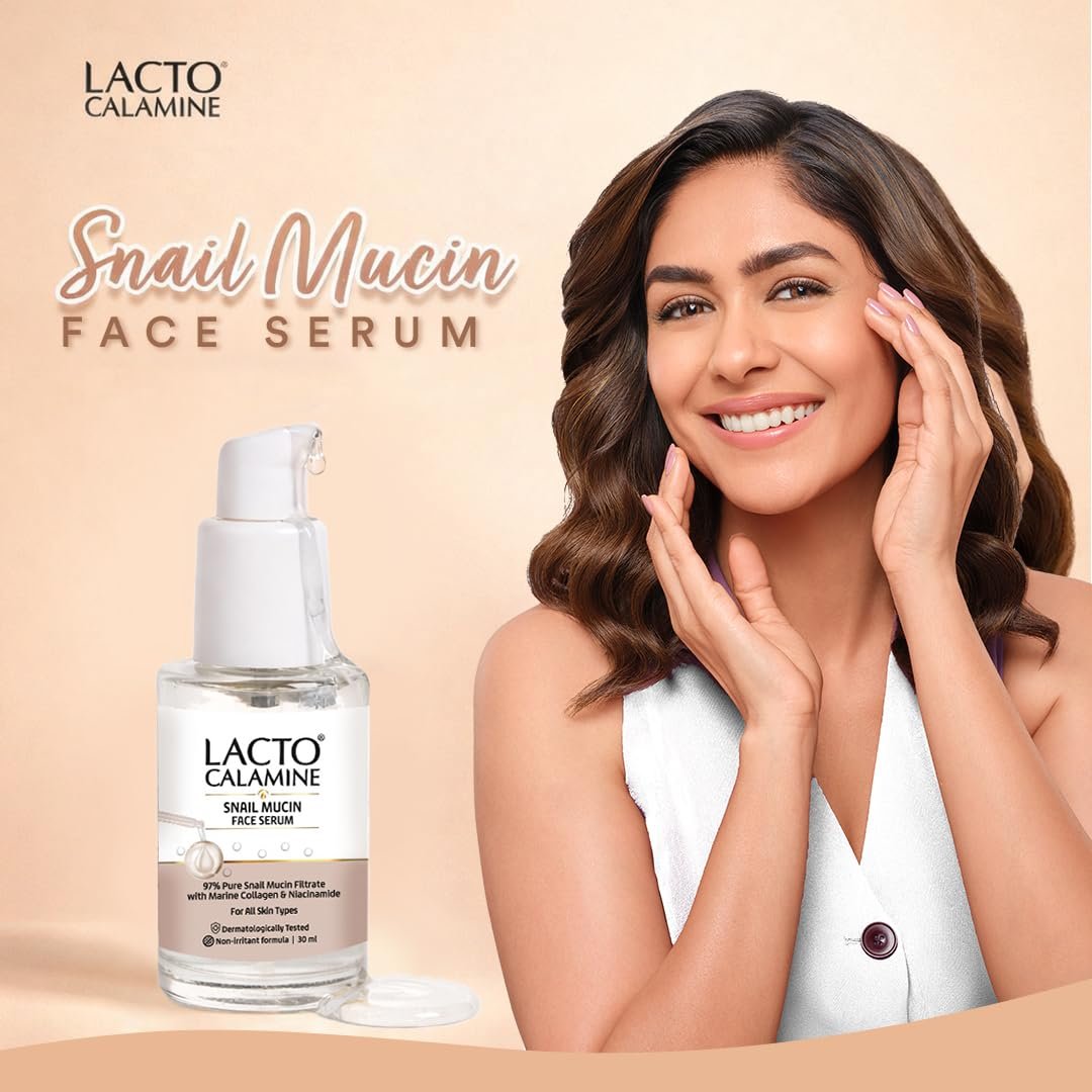 Lacto Calamine 97% Pure Snail Mucin Face Serum with Marine Collagen & Niacinamide | Deep Hydration, Plump & Glowing Skin | Korean Skincare Serum | 30ml thumbnail