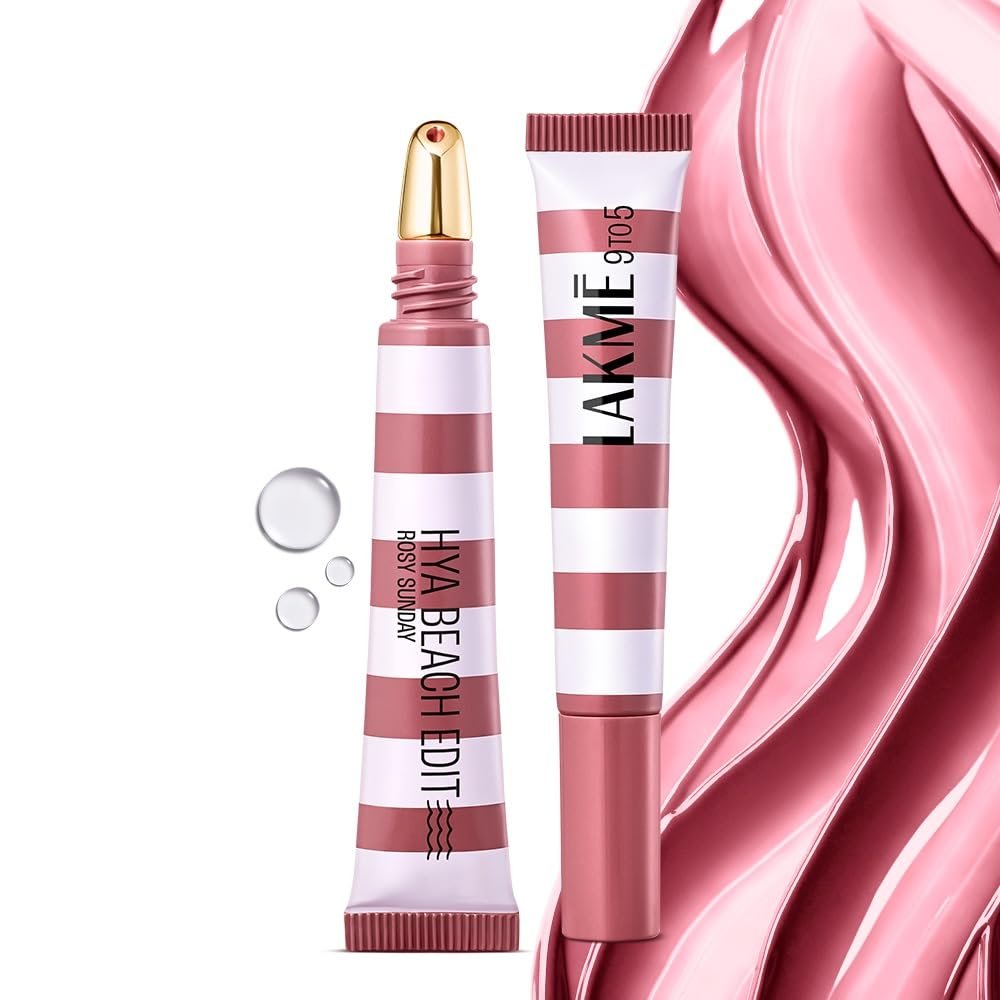 Lakme 9to5 Hya Beach Edit Lip Gloss Stain -2 Rosy Sunday, Long Lasting Stain, For Soft and Nourished Lips, with Linoleic Acid & Hyaluronic Acid, SPF 15, Non-Sticky and Lightweight, 10 ml thumbnail