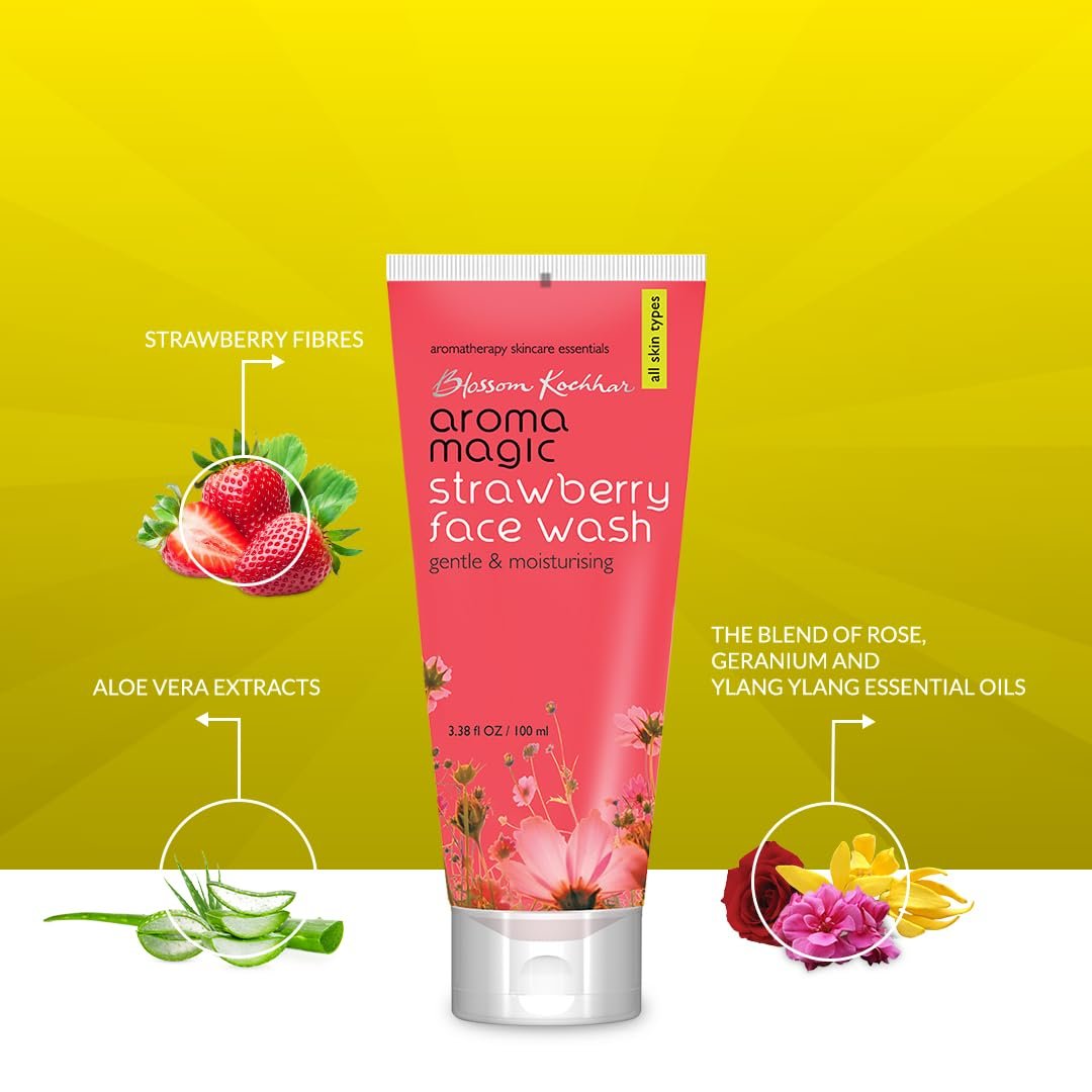 Aroma Magic Moisturizing Strawberry Face Wash | with Aloe Vera Extract & Ylang Ylang Essential Oil | All Skin - 100 ml thumbnail
