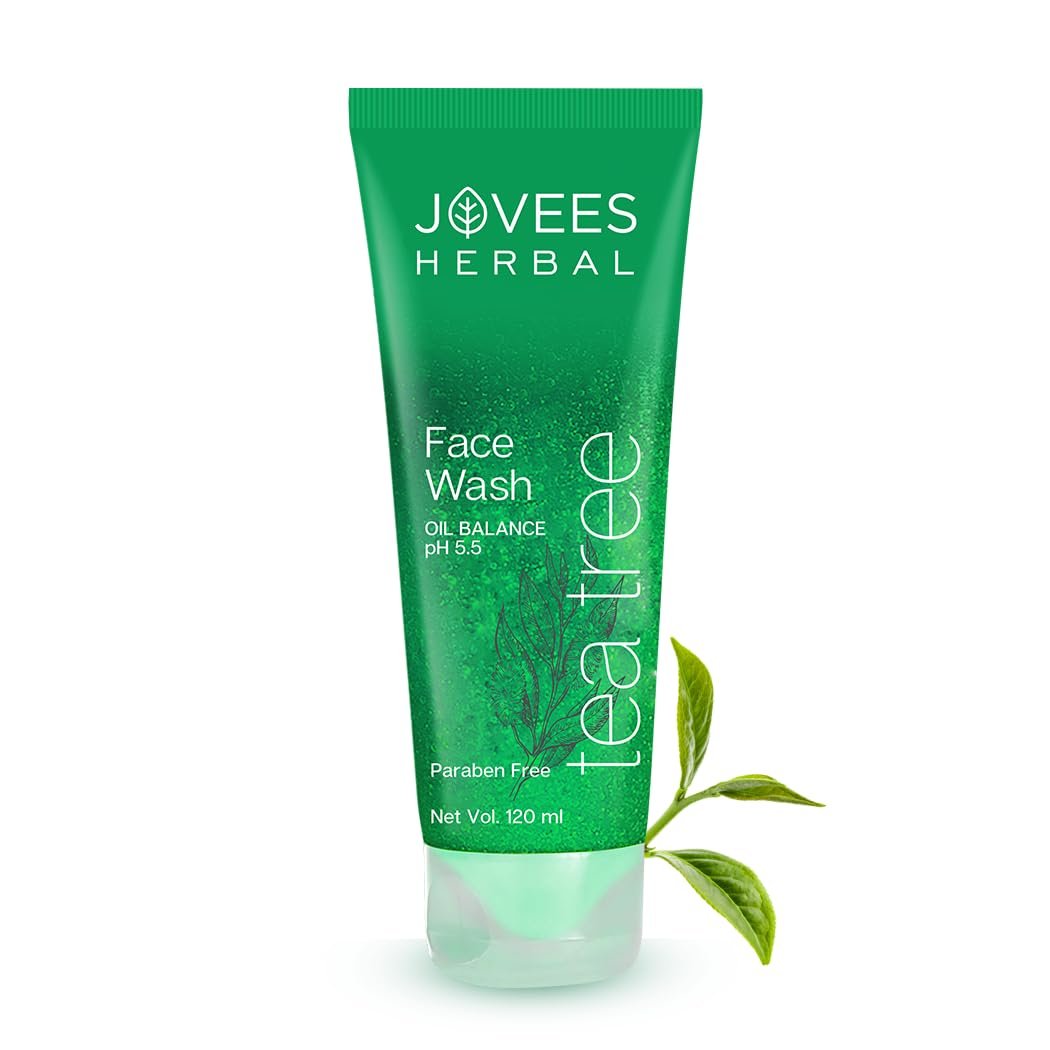 Jovees Herbal Tea Tree Oil Control Face Wash for Oily & Sensitive Skin | Paraben & Alcohol-Free, Controls Oil, Prevents Breakouts , Remove Dead Skin | Gentle Cleanser For All Skin | 120ml thumbnail