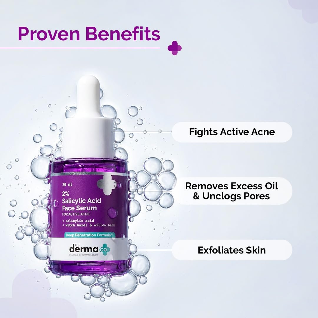 The Derma Co 2% Salicylic Acid Face Serum | Reduces acne & blackheads | Tightens pores | Exfoliates & soothes inflammation | 30 ml thumbnail