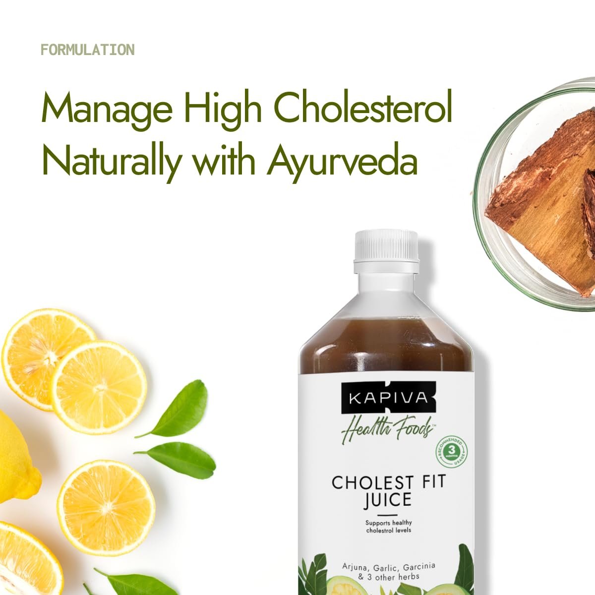 Kapiva Cholest Fit Juice | Modern Ayurvedic Cholesterol Care | 1000 ML X 1 Month Pack | 6 Herbs - Arjuna Chhaal, Garlic, Apple Cider Vinegar| Helps Reduce Cholesterol thumbnail