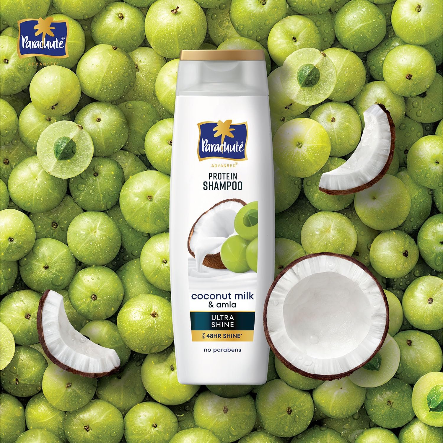 Parachute Advansed Protein Shampoo with Coconut Milk & Amla | Up to 48 hr Shine | Ultra Shine | Protein Lock Technology | Paraben free | For Men & Women | 170ml thumbnail