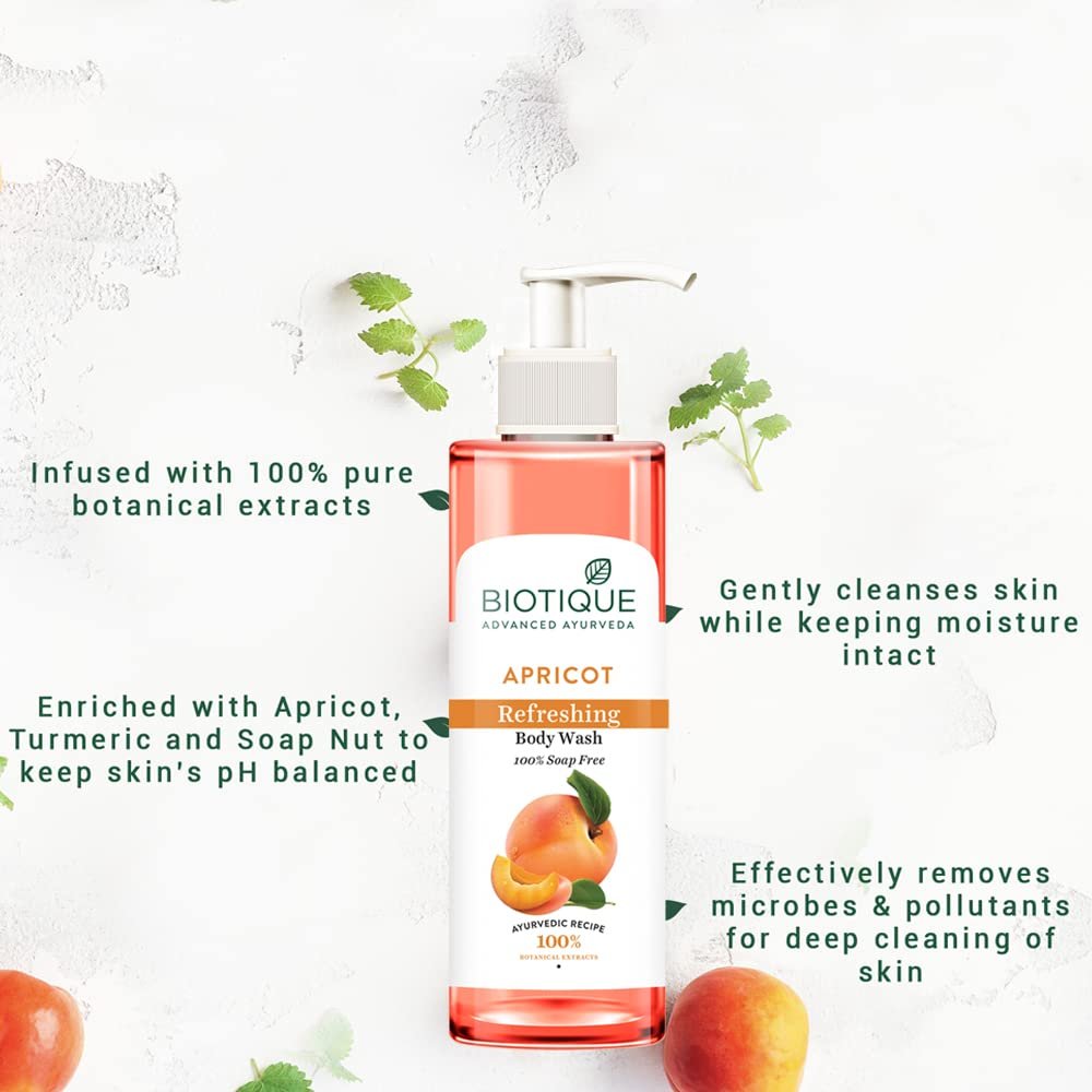 Biotique Apricot Refreshing Body Wash | Keeps Skin Fresh and Clean | Brightens Skin and Reducing Dark Spots | 100% Botanical Extracts | Suitable for All Skin Types | 200ml thumbnail