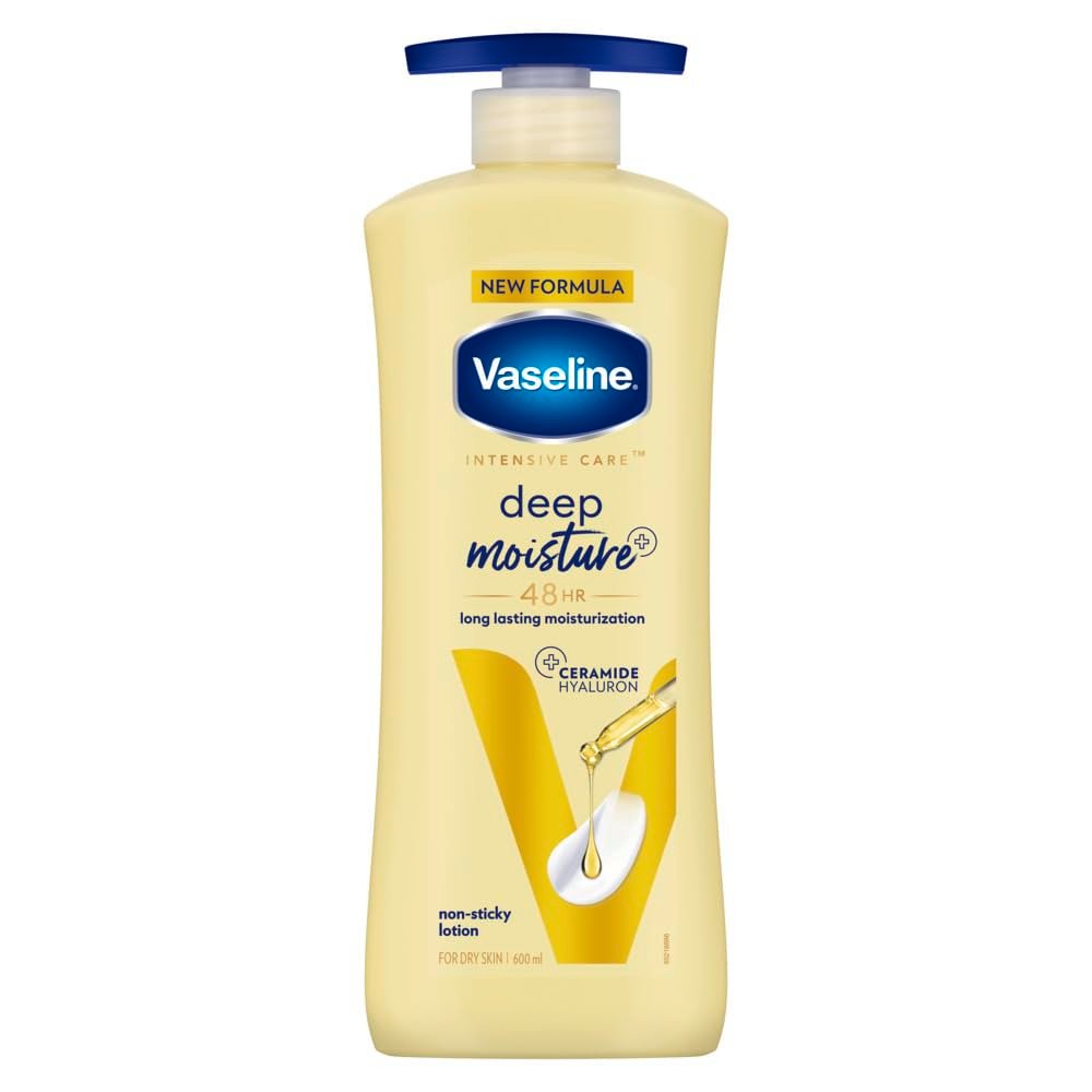 Vaseline Deep Moisture Body Lotion with Ceramide Hyaluron Fillers | 10X More Moisture for Cushion Soft Glowing Skin 600ml