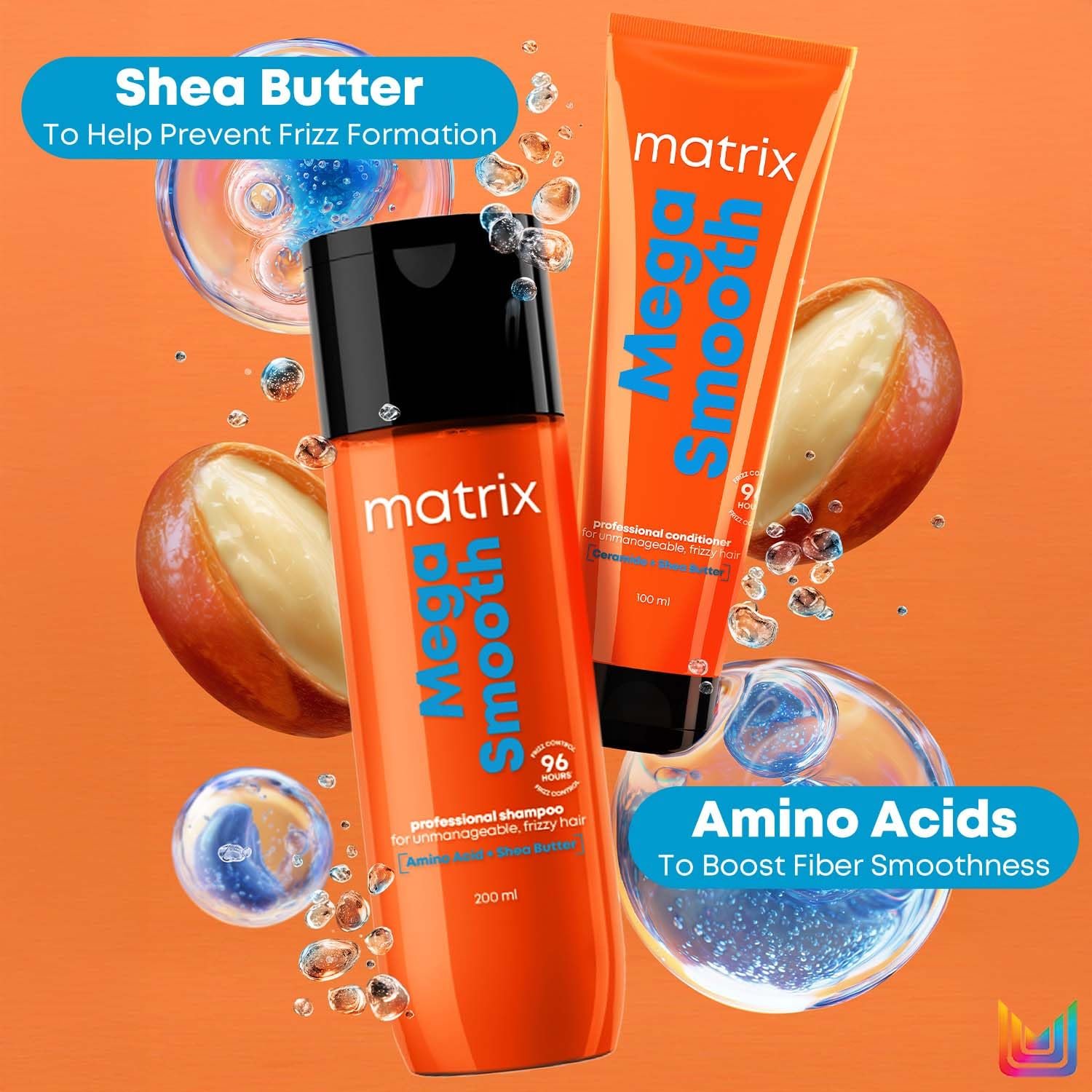 Matrix Professional Mega Smooth Shampoo (200ml) & Conditioner (100ml) Combo With Free Mini Hair Mask (20ml) for Frizzy Hair |Max Smoothness for 4 Days|Used by 1 Lakh Hairstylists thumbnail