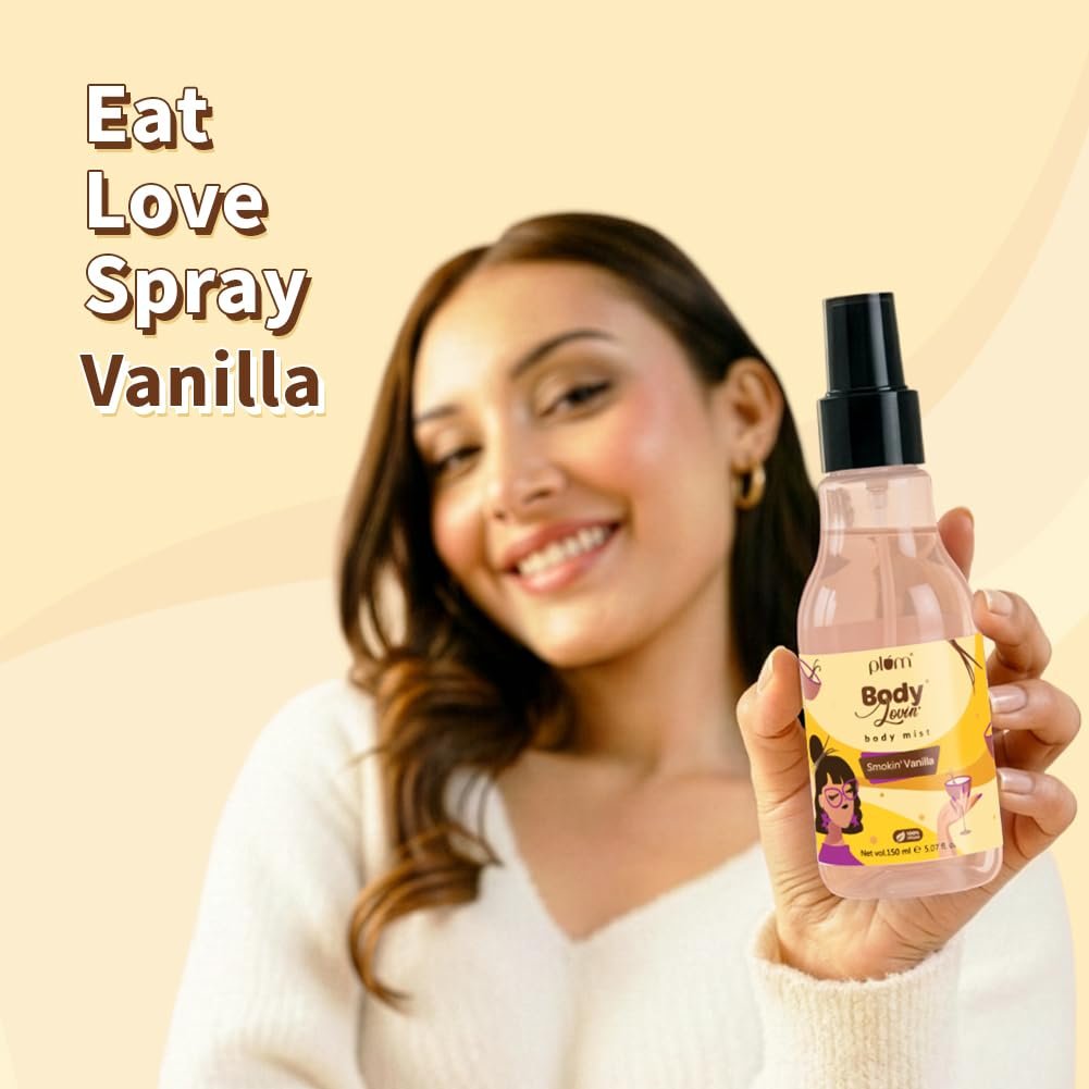 Plum BodyLovin' Smokin' Vanilla Body Mist | Long Lasting Spicy Fragrance for Women & Men With Honeysuckle, Musk |Perfume Spray 150 ml thumbnail