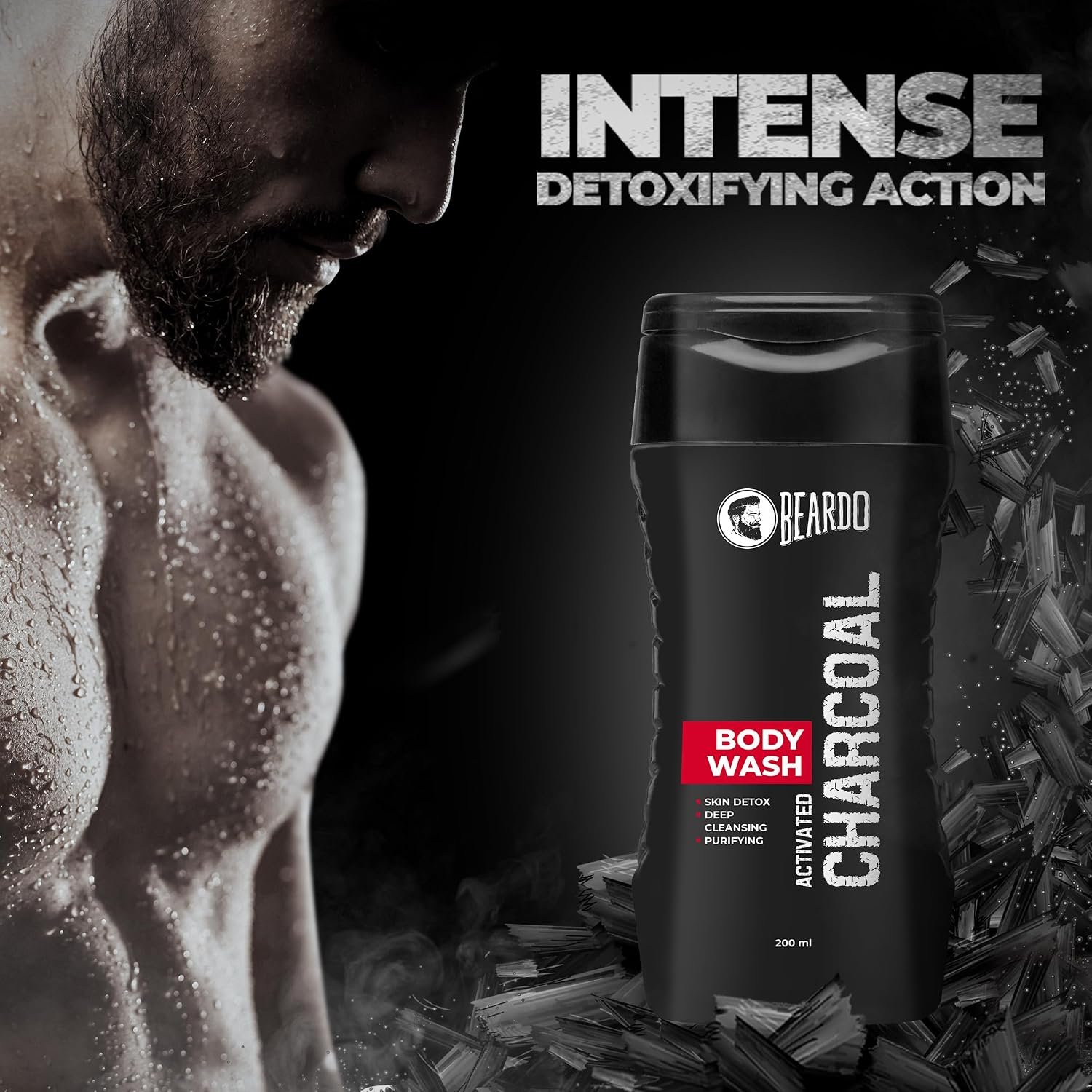Beardo Activated Charcoal Anti-Pollution Body Wash, 200ml | Deep Pore Cleaning |For Men thumbnail