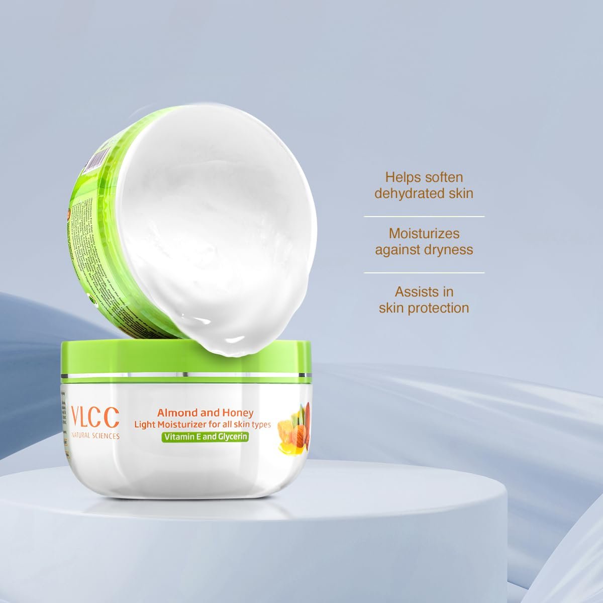 VLCC Almond and Honey Light Moisturiser Cream - 200g | With Vitamin E and Glycerin | Vitamin E Body Moisturizer | Soft and Smooth Skin | Intense, Long-lasting Hydration. thumbnail