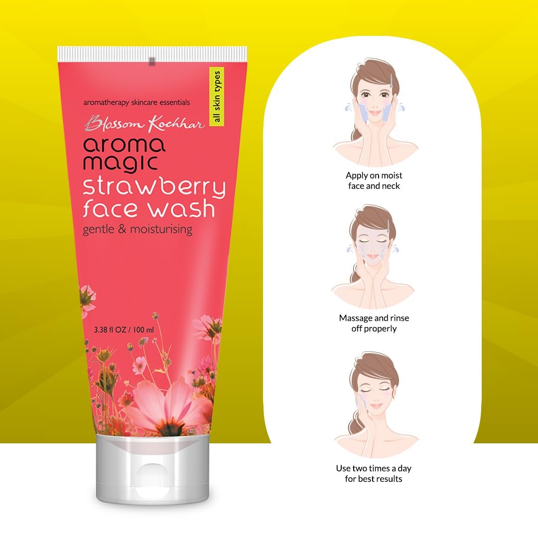 Aroma Magic Moisturizing Strawberry Face Wash | with Aloe Vera Extract & Ylang Ylang Essential Oil | All Skin - 100 ml thumbnail