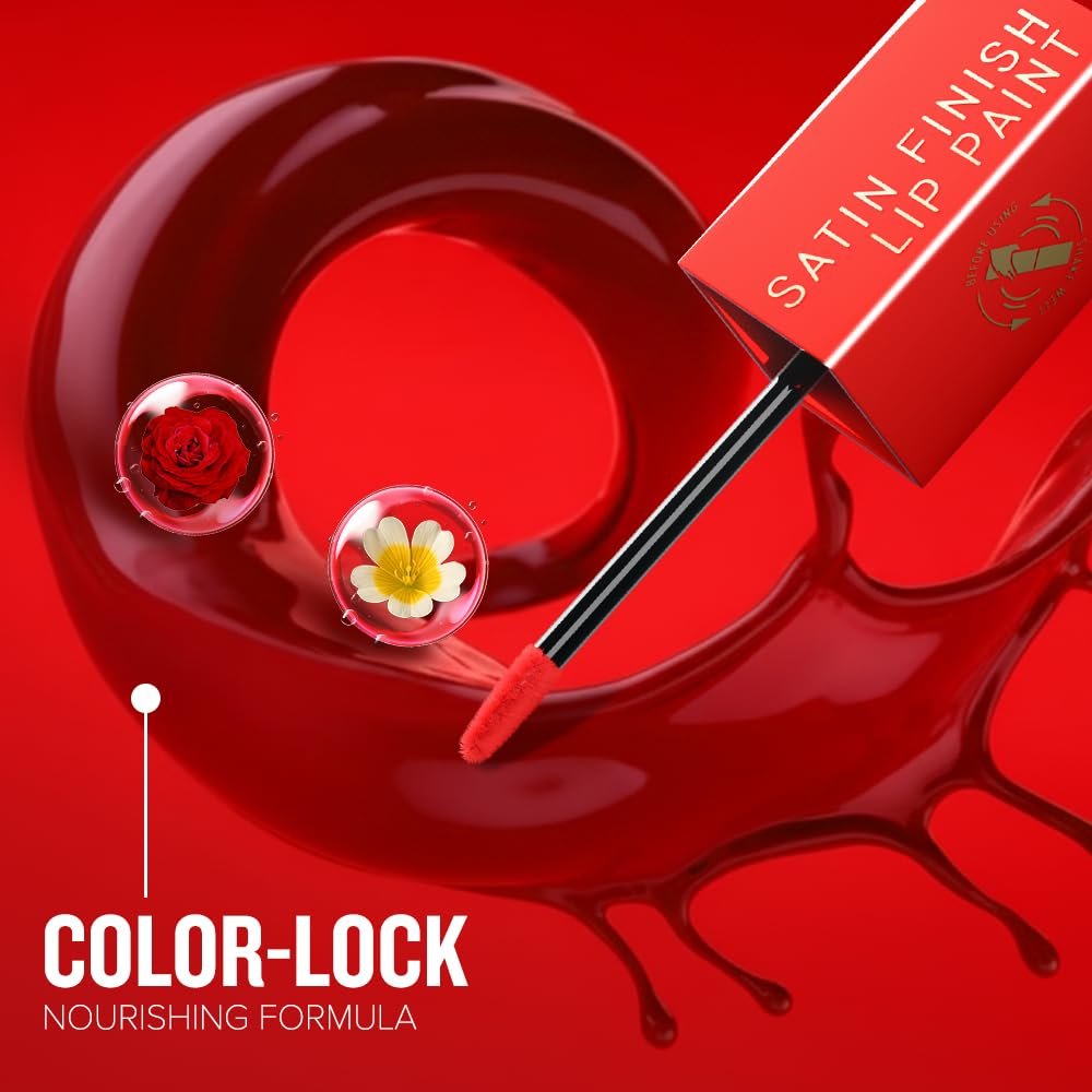 Daily Life Forever52 Satin Finish Lip Paint | Long-Lasting 16-Hour Wear | Moisturizing, Lightweight | Glossy, Smooth & Plump Lips (Runway Red 05, Red 4g) thumbnail