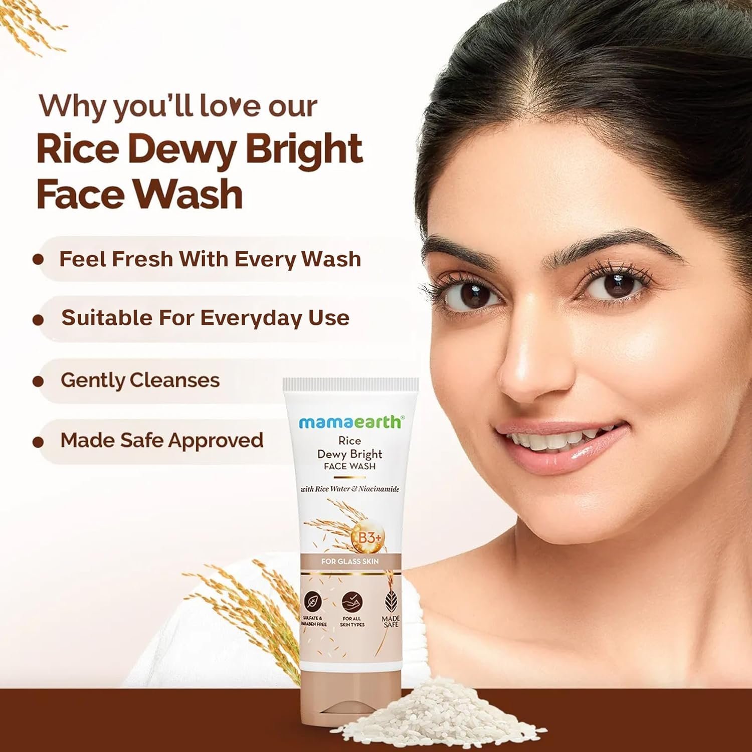 Mamaearth Rice Dewy Bright Face Wash /100 ml thumbnail