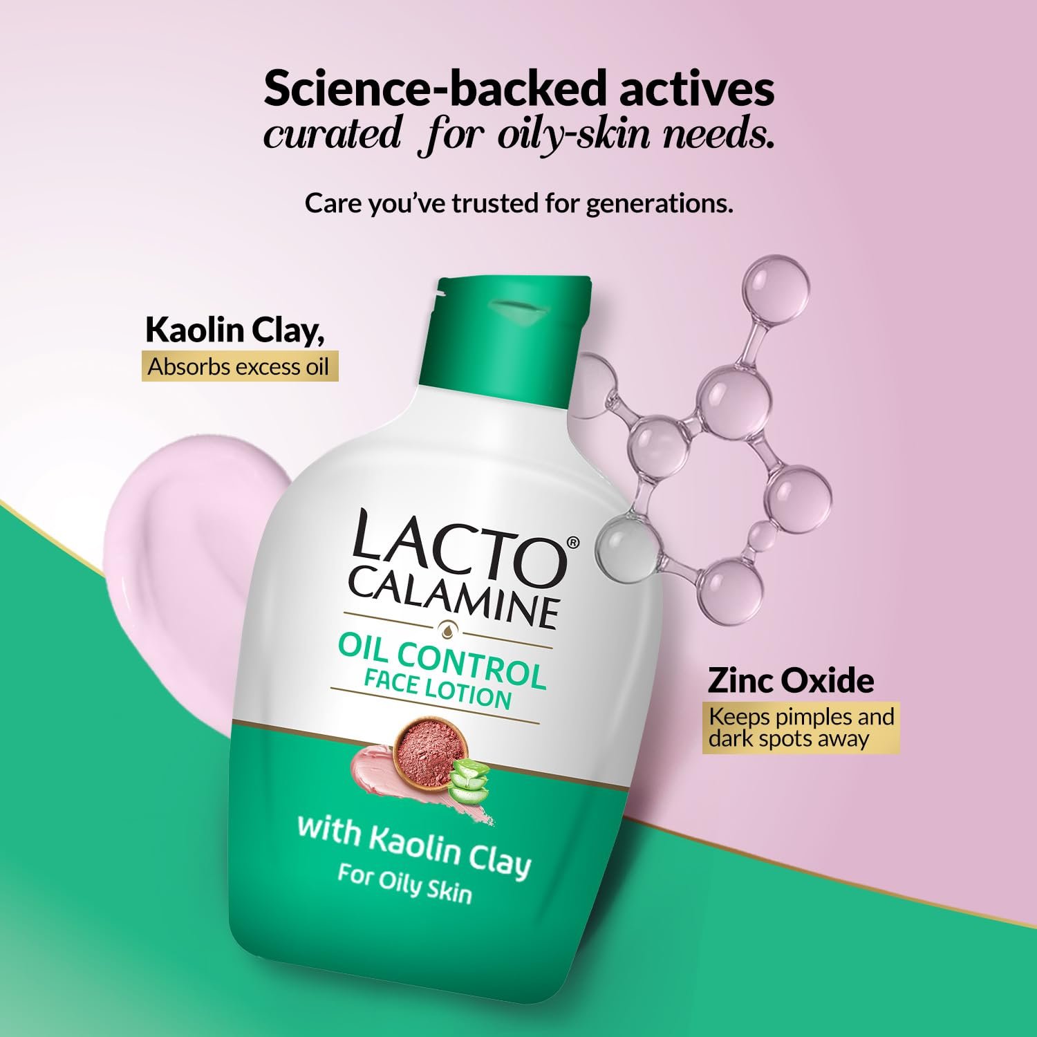 Lacto Calamine Face Lotion | 120ml | Daily Moisturizer For Face - Combination To Normal Skin | Kaolin Clay & Aloe Vera | Abosrbs Excess Oil  | Body Lotion thumbnail